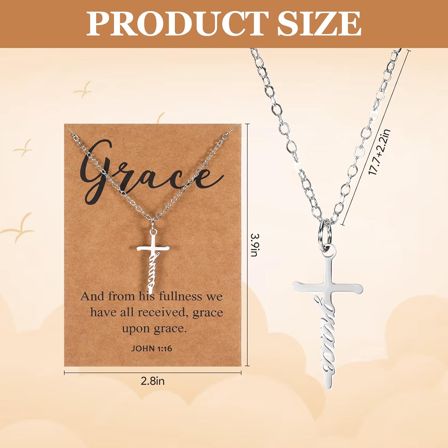 Faith Cross Necklace for Women Silver Pendant Jewelry with Bible Verse Card, Inspirational Religious Christian Gifts Bulk for Women, Adjustable Jesus Necklace (24 Pcs) - Image 2