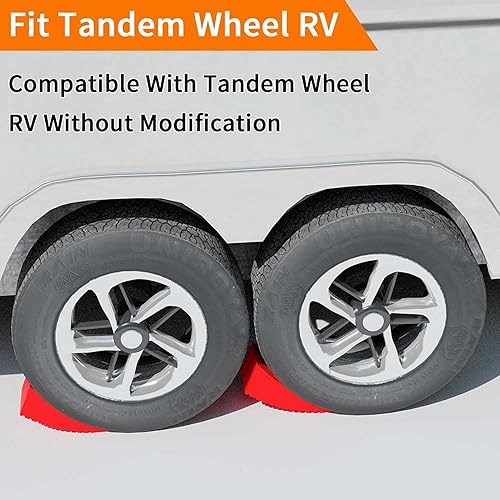 Miniatura 4 de OULEME Bloques de nivelación de RV, nivelador de caravana, 2 paquetes para rueda tándem de doble eje para remolque de viaje, autocaravana, incluye 2