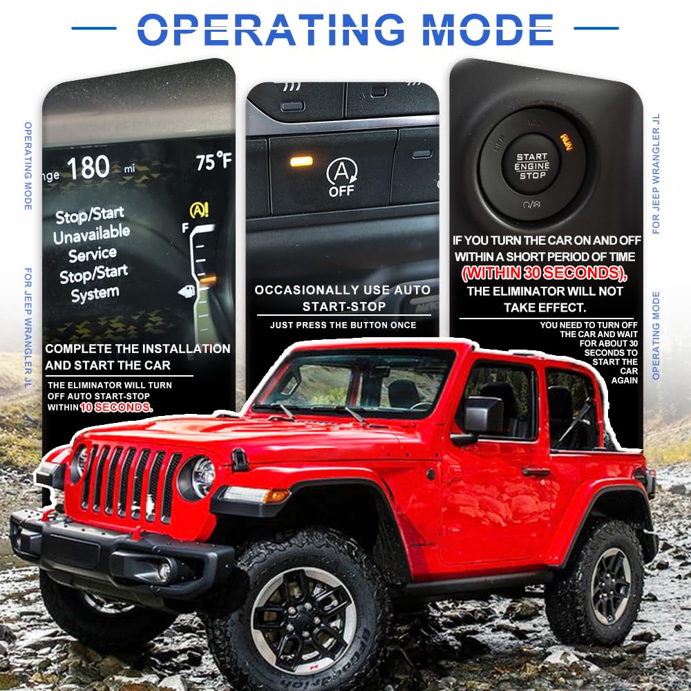 1X Auto Start Stop Disabilita/Elimina/Disabilita/Eliminatore per Je.ep Wrangler JL,Gladiator JT Cavo dispositivo di annullamento sistema di avviamento automatico di arresto motore