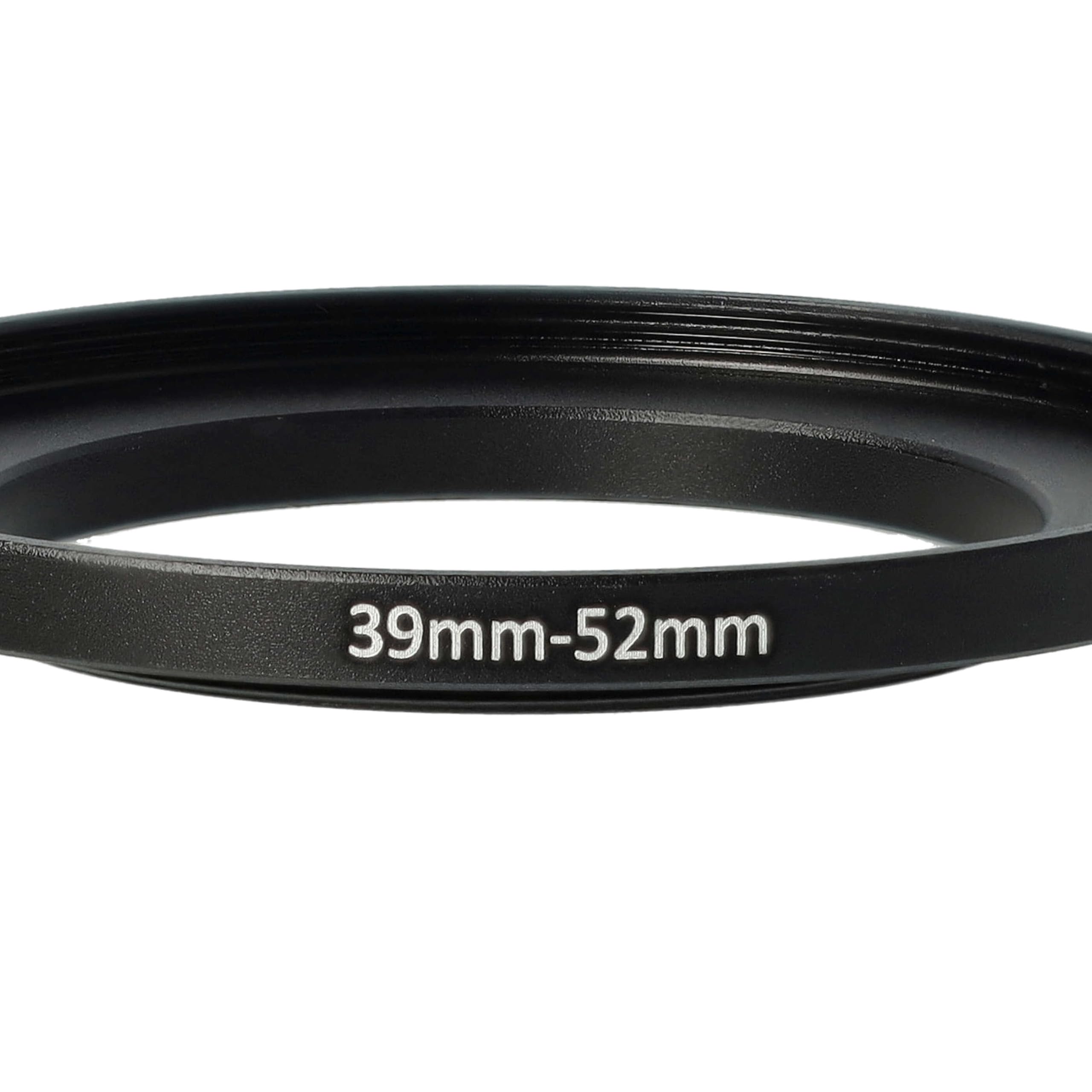 vhbw Step-Up-Ring Adapter von 39 mm auf 52 mm für Kamera Objektiv - Filteradapter, Metall, Schwarz