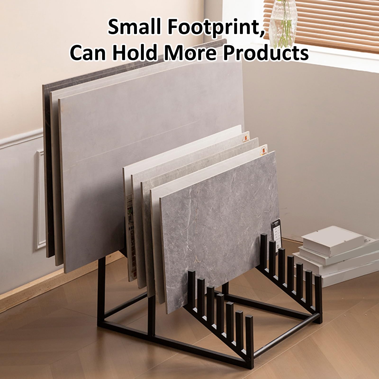 Espositore per Pavimento in Metallo Supporto per Porta Campioni Espositore per Piastrelle Espositore per Campioni di Piastrelle per Pavimenti in Metallo a 10 Livelli Risparmia Spazio(28x67x50.5cm)