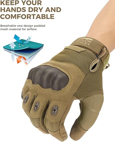 Miniatura 4 de KEMIMOTO - Guantes tácticos para hombres, guantes de motocicleta aptos para pantalla táctil con carcasa dura y acolchado de palma para deportes,