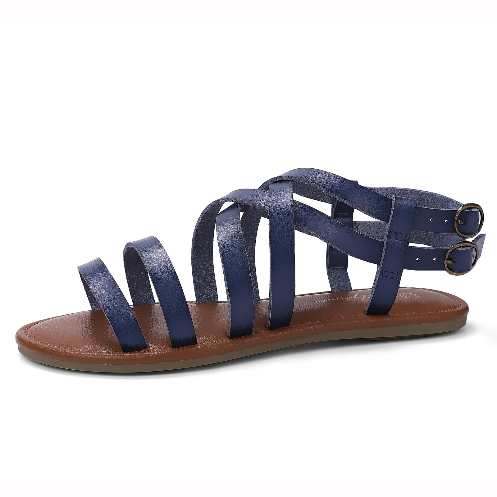 Women's Flat Sandals Open Toe Casual Strappy Sandals Comfortable Ankle Strap Gladiator Slides