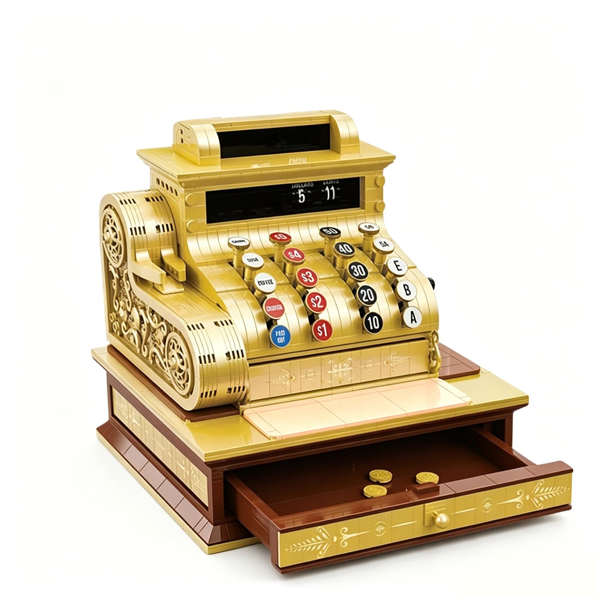 Set Di Modelli Di Registratore Di Cassa Retrò, 1630 Pezzi, Modello Di Registratore Di Cassa Vintage, Completamente Equipaggiato, Stile Europeo E Americano, Materiale Abs Di Alta Qualità Per Bar