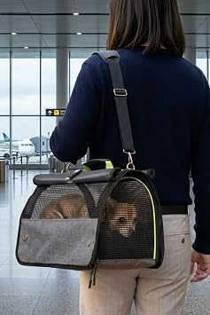 Reyo Brave Paws Flybag Plastik Y rt lmaz Fileli Kedi ve K pek Ta ma  antas  Seyahat  antas  Gri 45x25x26cm Havayolu U u  Standartlar na Uygun