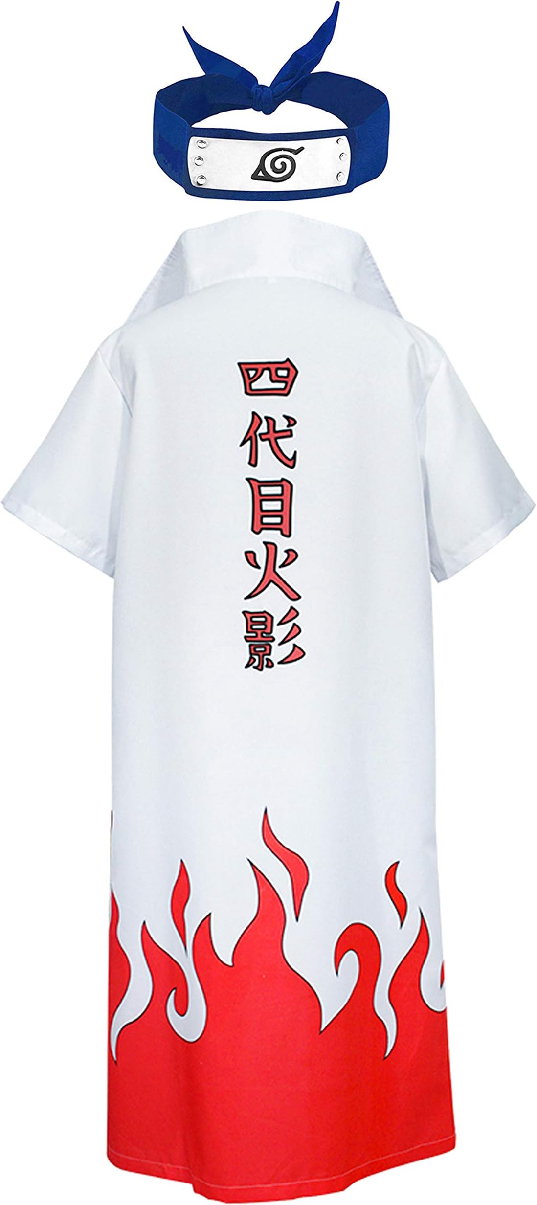 HappyShip 2PCS Hokage Cloak Minato Jacket with Headband Minato Namikaze Yondaime Hokage Cape Cosplay