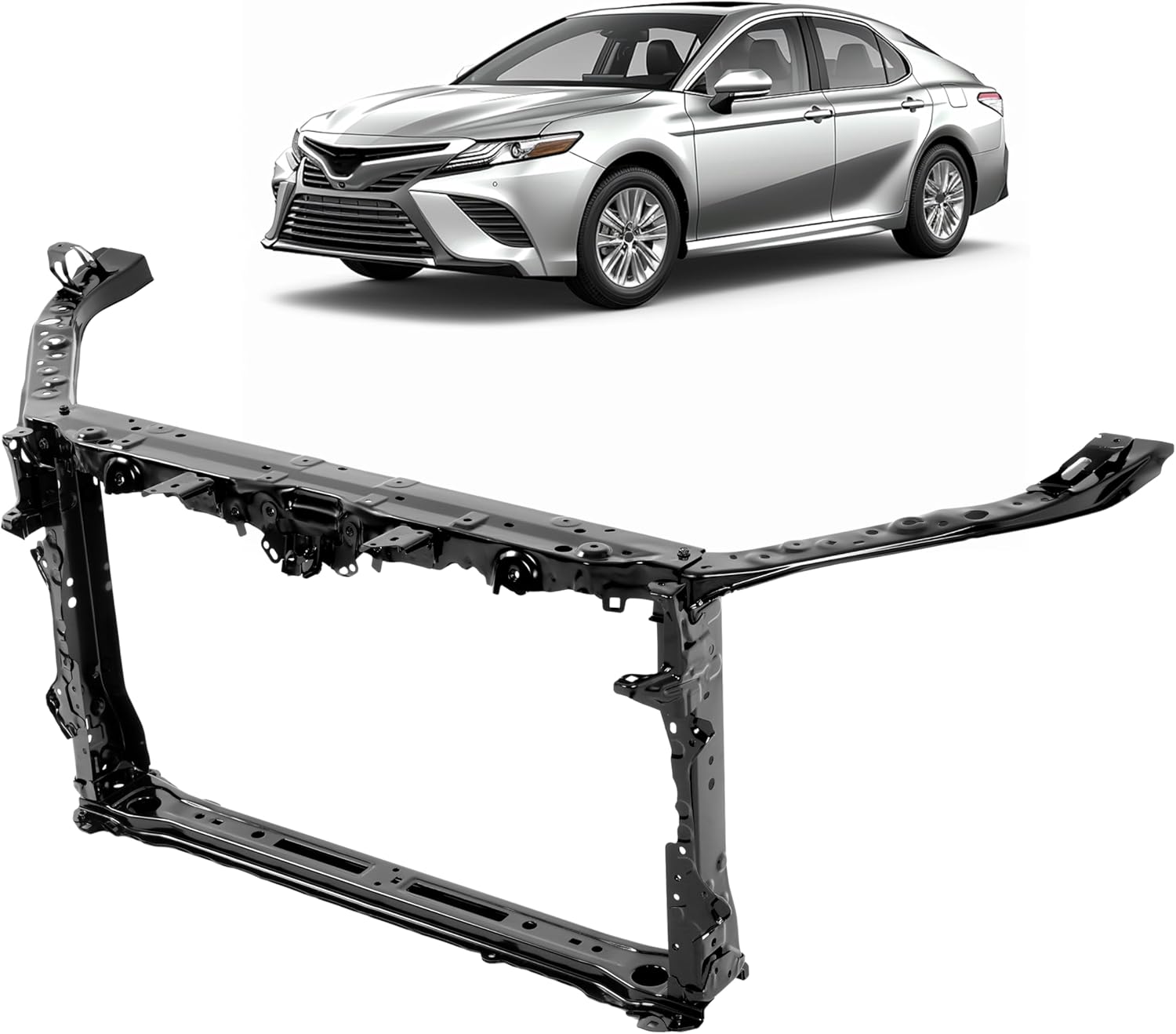 Radiator Core Support Bracket Frame Compatible with 2018-2024 Toyota Camry Replacement for 5320506901 5320306270 5320206231 5710406060 TO1225459 Radiator Support Assembly
