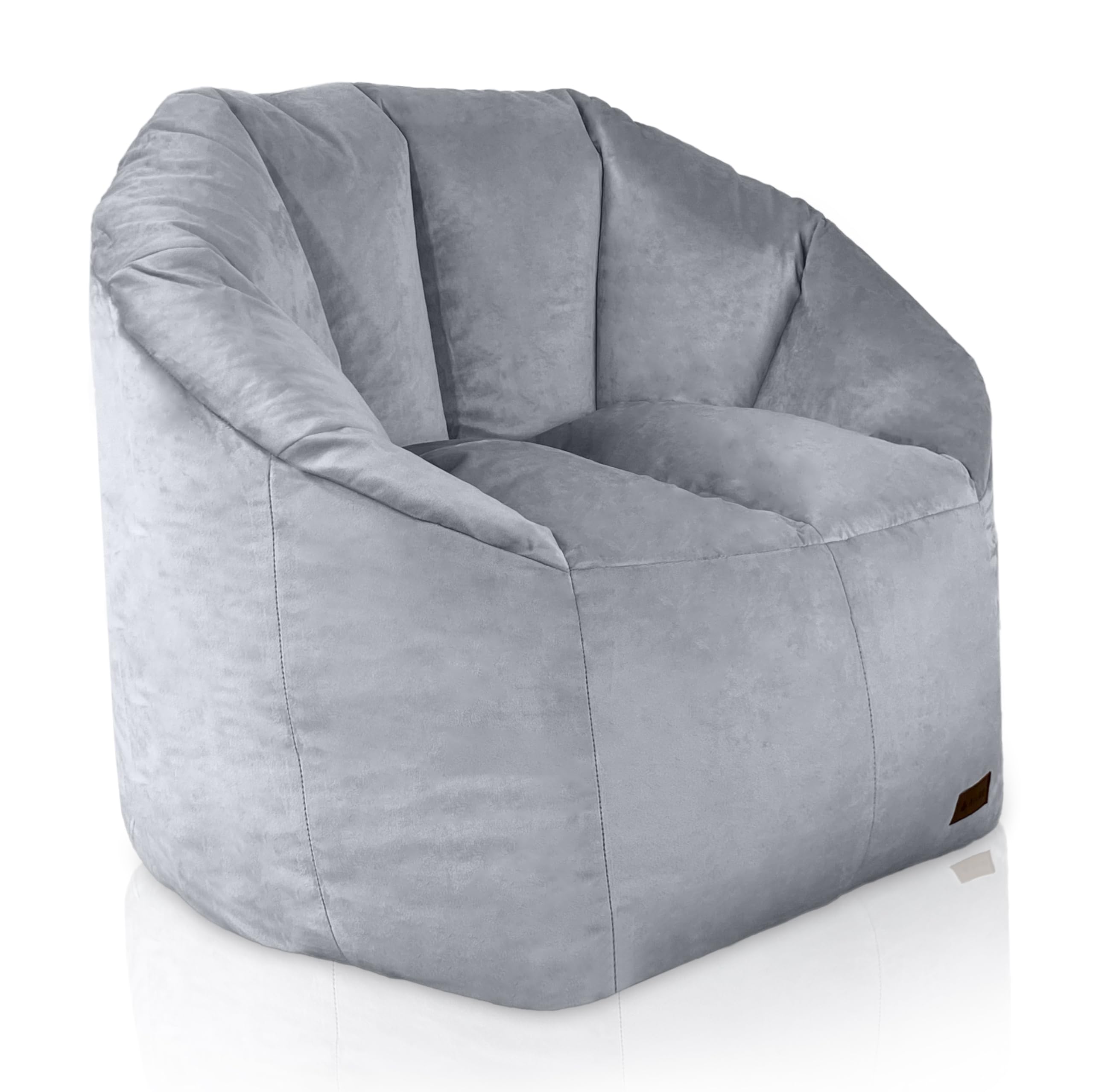 Aiire Puff Salon Moderno de Lujo - Sofa Puf de Diseño en Terciopelo Premium - Puffs con Relleno Incluido para Adultos o Decoracion Habitacion Juvenil - Bean Bag Chair Infantil XXL Gris