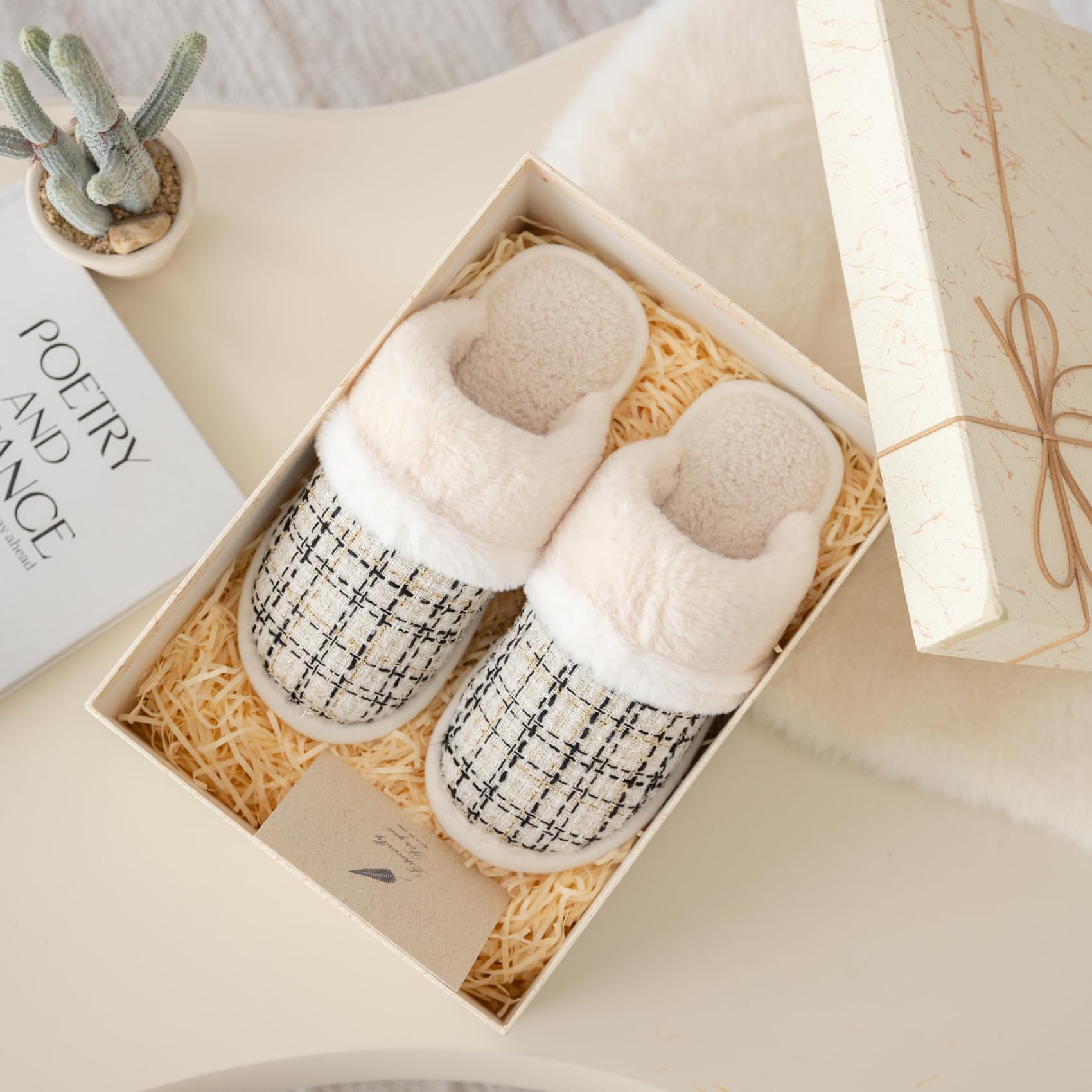 GOEWY Pantofole Donna Uomo Invernali Peluche Ciabatte Comode Casa Calde Scarpe da Casa Antiscivolo Memoria Schiuma Slippers Antiscivolo Suola Scarpe Interno Esterno
