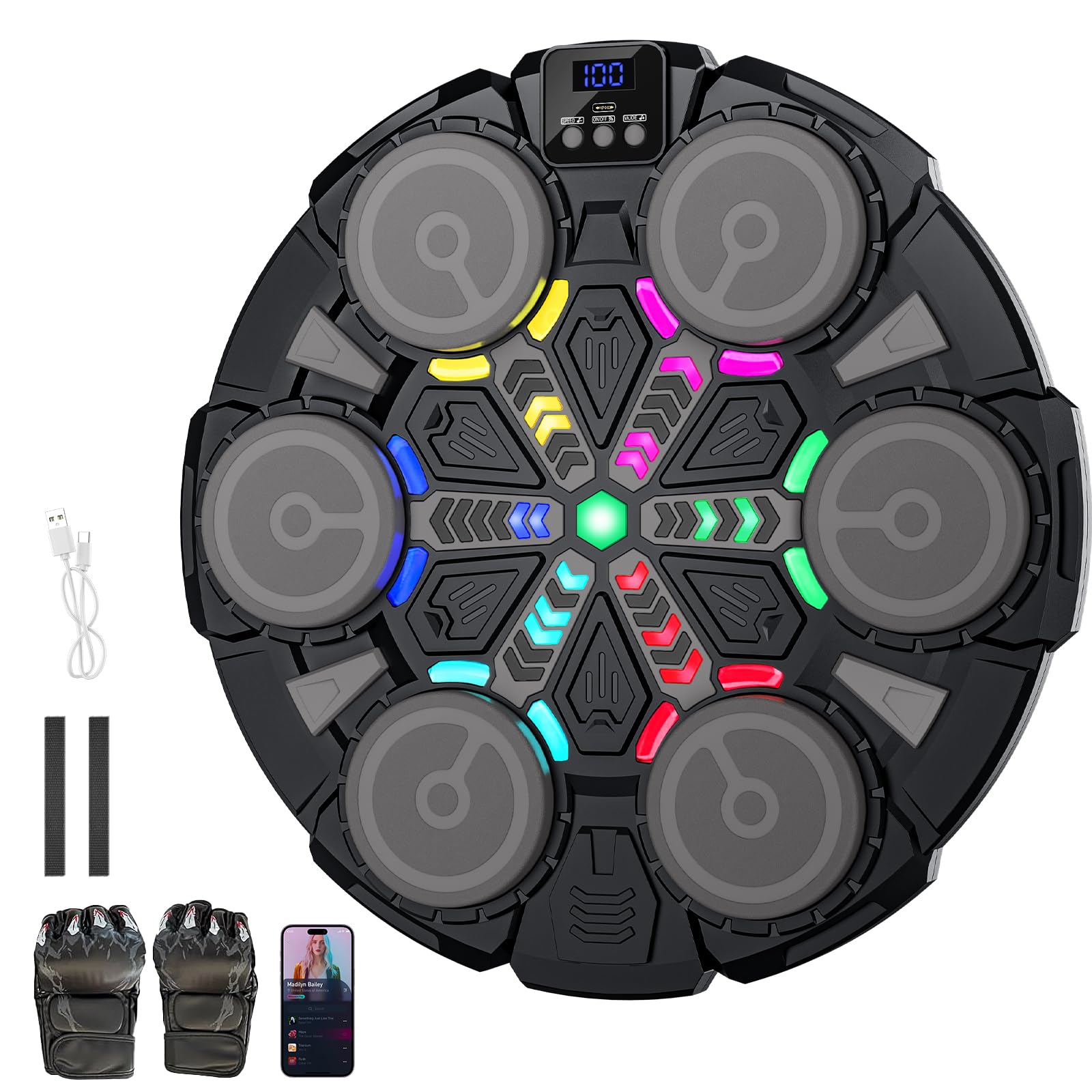 Macchina musicale per boxe, con Bluetooth, da parete, con ricarica USB, attrezzatura da allenamento per boxe, regalo per bambini e adulti