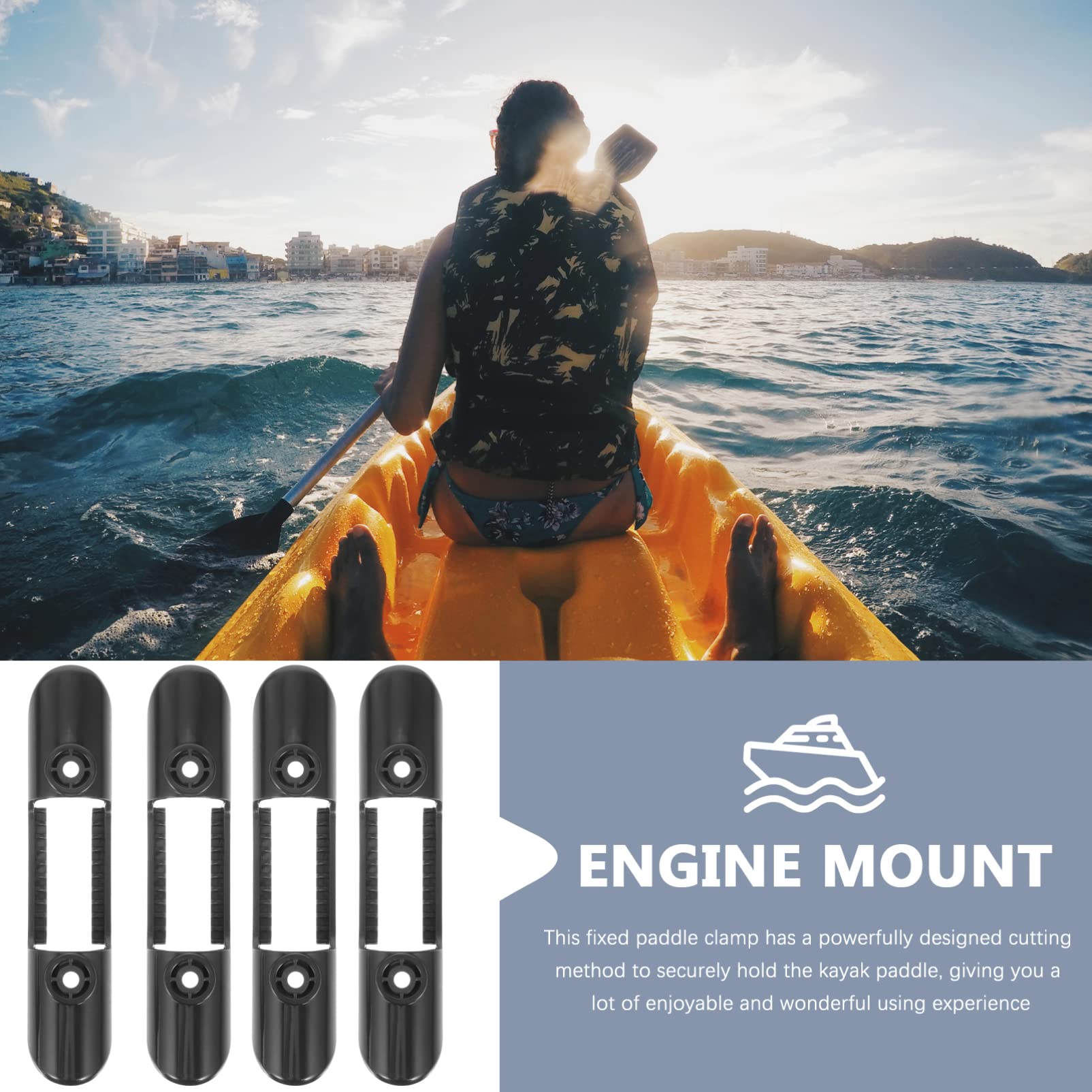 Yardwe Paddelschnalle Kajak Paddelhalter Clip Stange Kajak-attikastopfen Haken Kajak Stecker Bausatz Handhaben Driftsocke Für Fischerboot Kajakzubehör Paddel-Clip Black Plastik