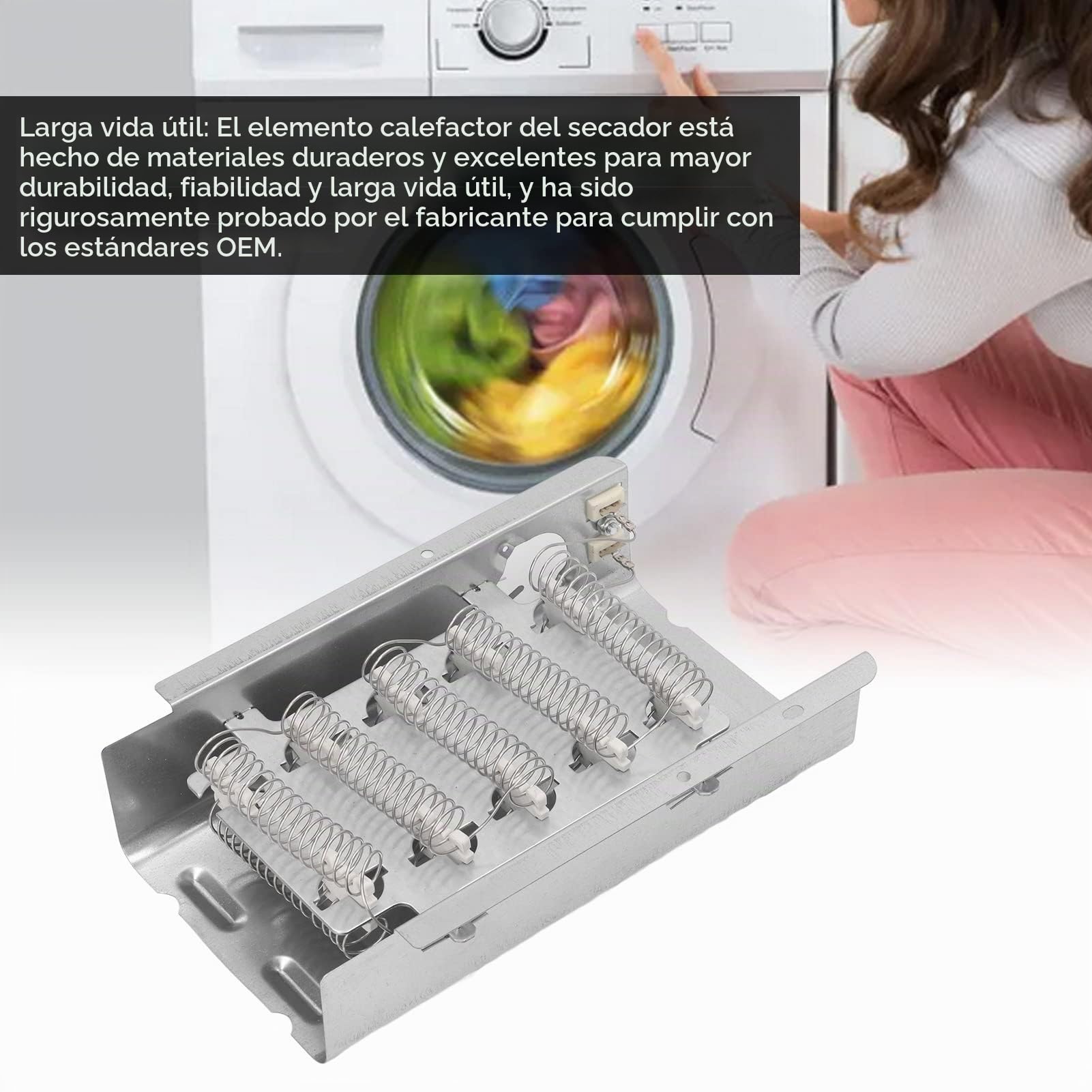 Elemento Calefactor para Secadora, OEM:279838 Elemento Calefactor + Termostato 3977393 Wp3387134 + Fusible 3977767 Wp3392519 Recambio Original, para W.Hirlpool Y K.Enmore (5400W, 240V)