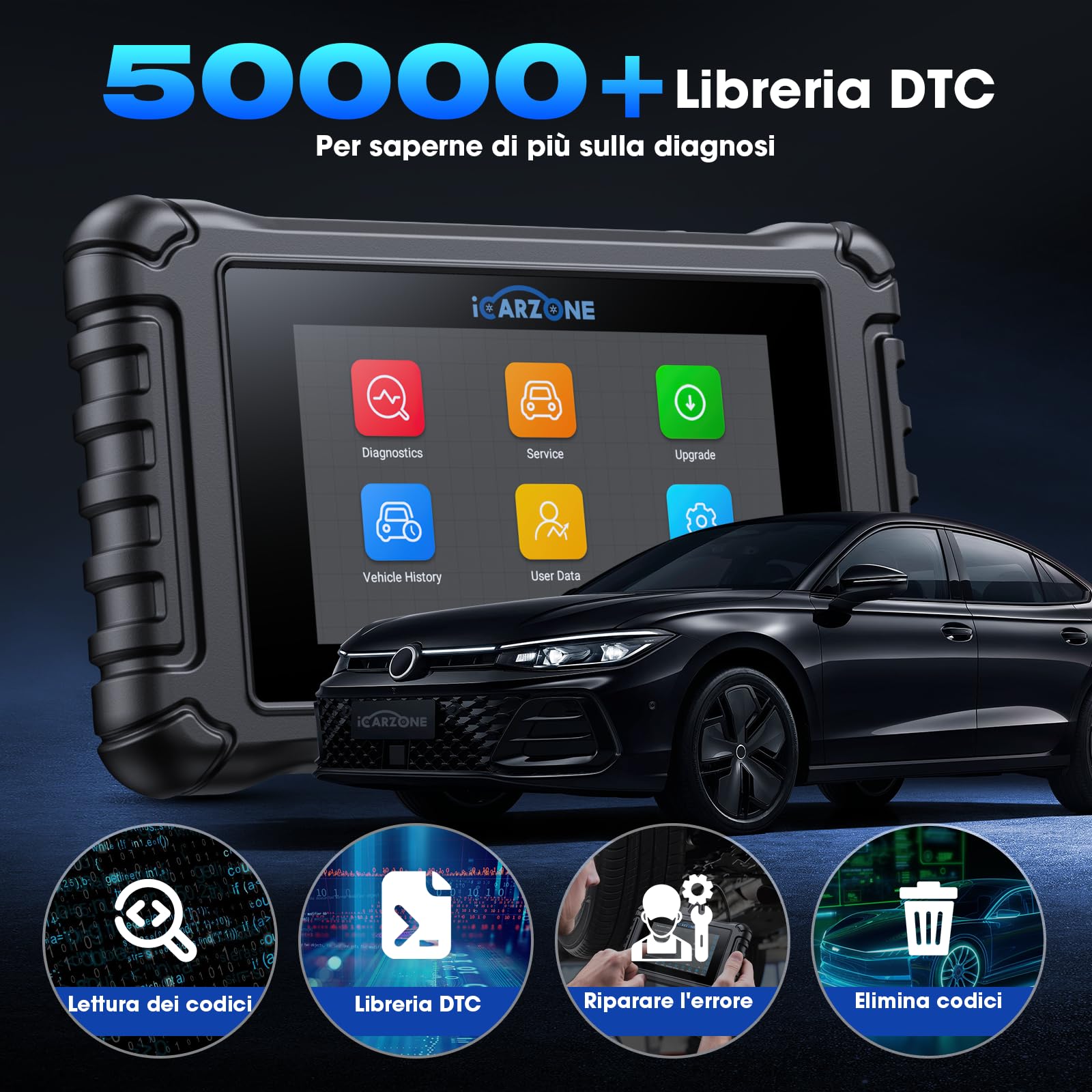 UR600 Diagnosi Auto Professionale in Italiano per 4 Sistemi, Diagnostica per 10000+ Modello, OBD2 Scanner 49 servizi, Test Bidirezionale per Motore/Trasmissione/ABS/SRS, Aggiornamento a Vita