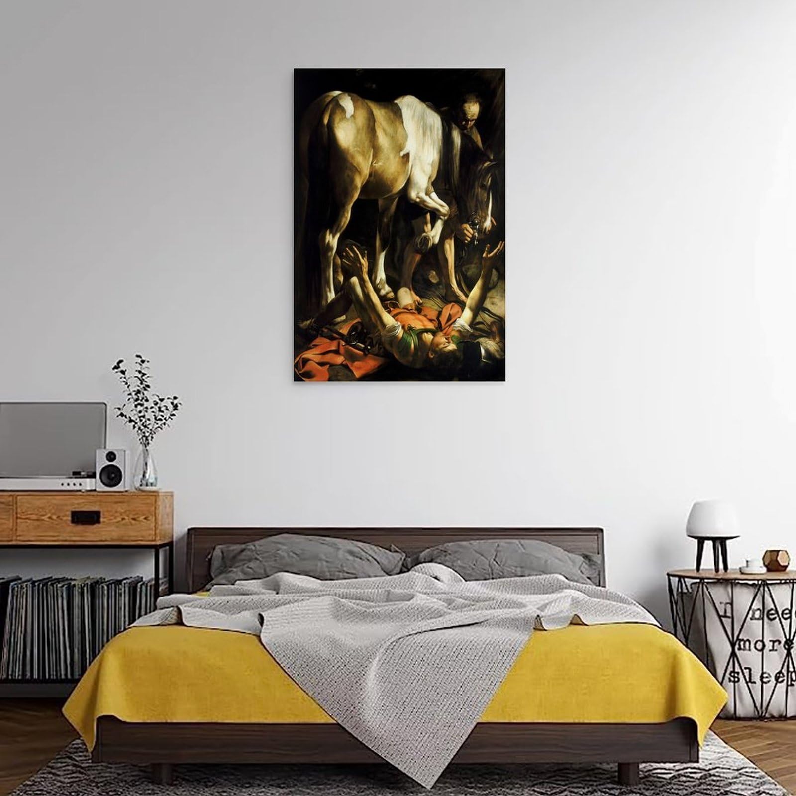 Carávaggio Kunstarbeit (Umwandlung auf dem Weg nach Damaskus), Poster, Familie, ästhetischer Wandbehang, Kunstdruck, Fotofarbe für Schlafzimmer, Dekoration, 40 x 60 cm