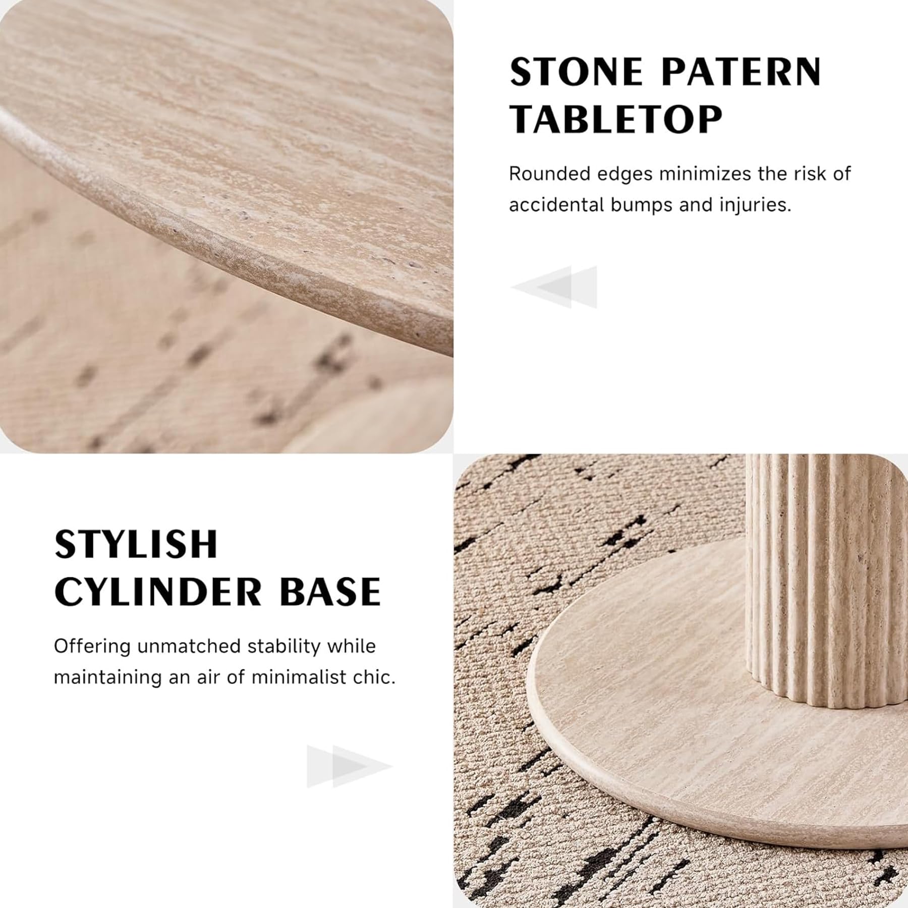 Set da Sala da Pranzo, Tavolo da Pranzo Rotondo Moderno con 4 Sedie da Pranzo, Piano del Tavolo in MDF e Seduta in Velluto per Cucina, Sala da Pranzo e Ristoranti (Grigio)