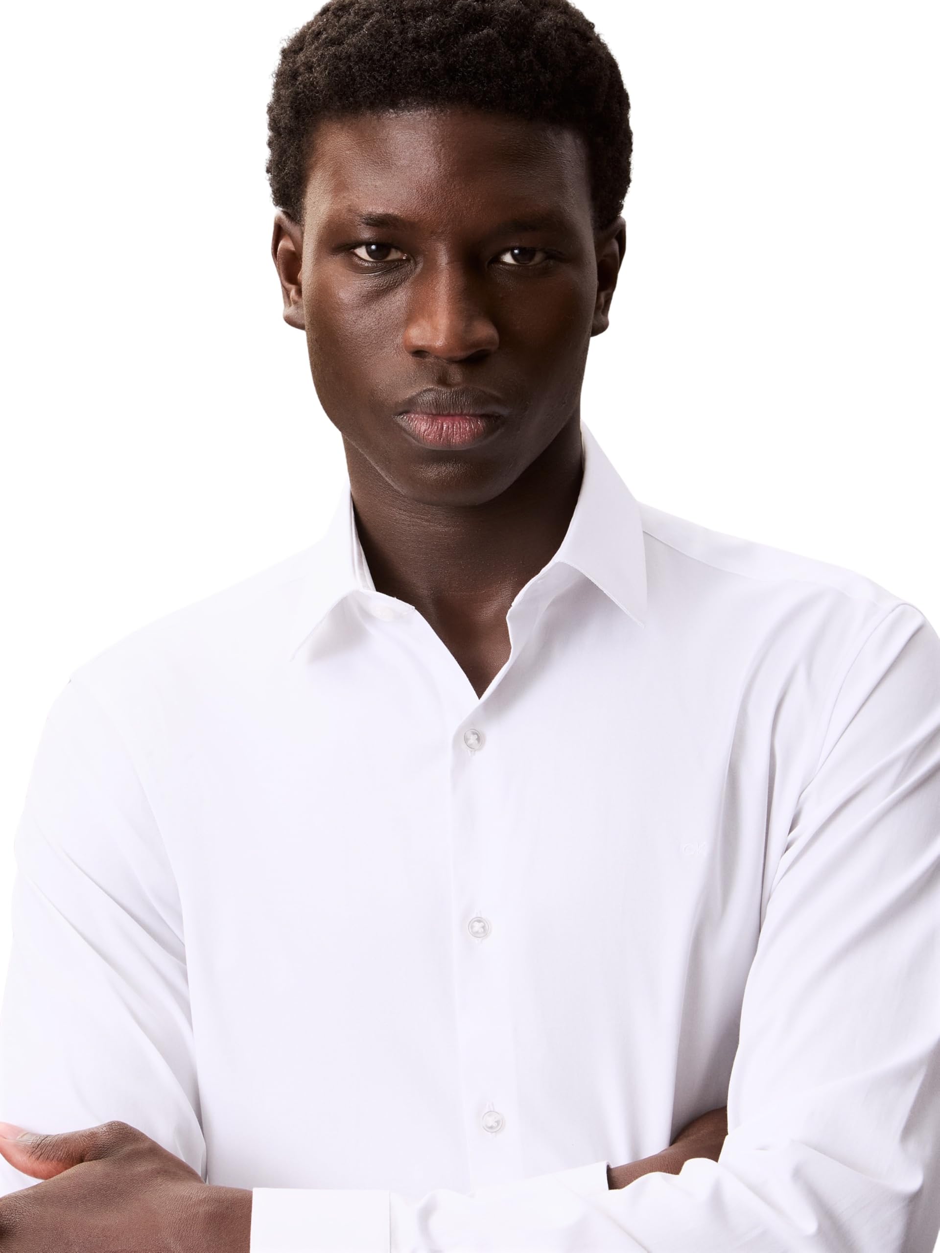 Calvin Klein Camicia da Uomo Slim ESNTL Poplin NOS STR SLD, Bianco (Bianco), L