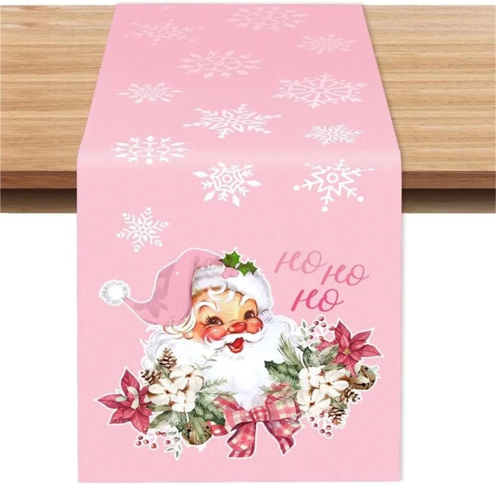 Elegante y lujoso Camino de mesa de lino rosa navideño, mantel de ambiente festivo, mesa de centro, Fireplace, cubierta de armario, decoración de cena de Boda en Cocina casera Regalos navideños(1,180x