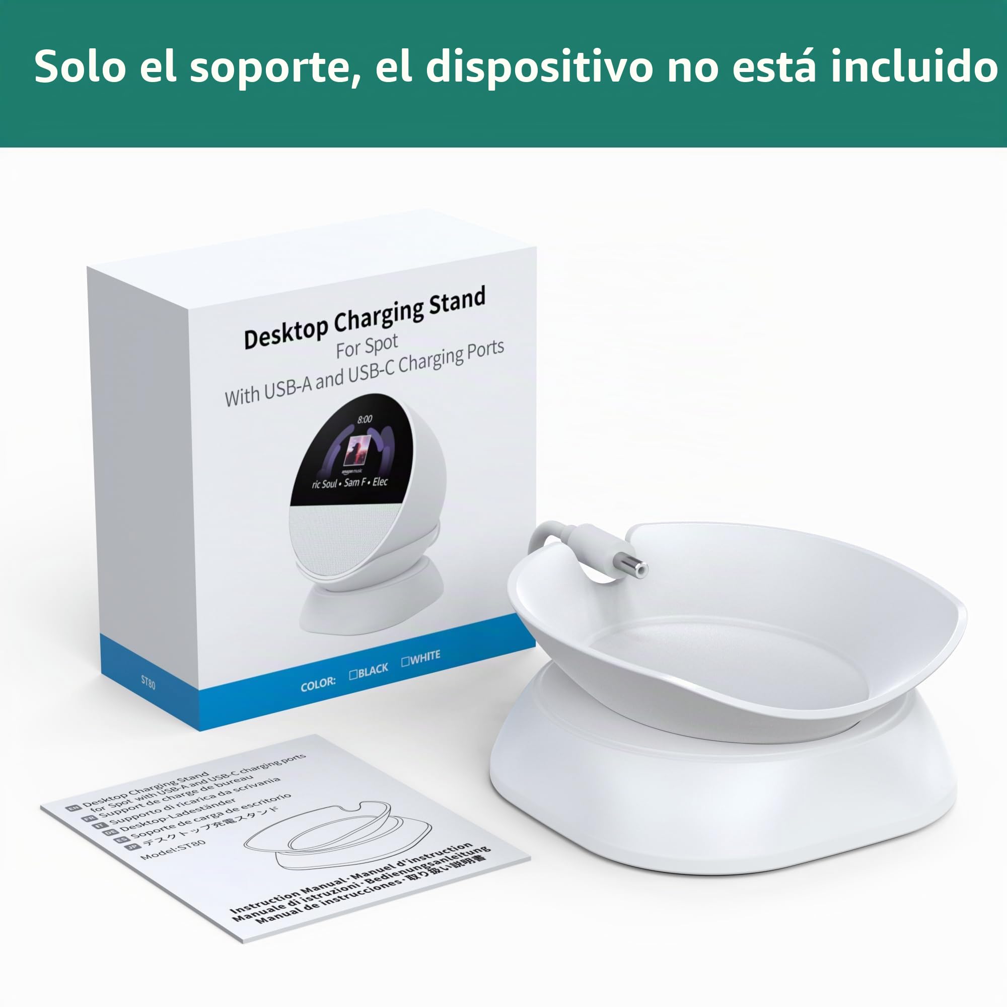 HomeMount Ultimate 2024 Spot Stand - Hub de Carga para Spot, Smartphones y más con Puertos USB-C/A, diseño Elegante, Estable y Que Ahorra Espacio (Blanco)