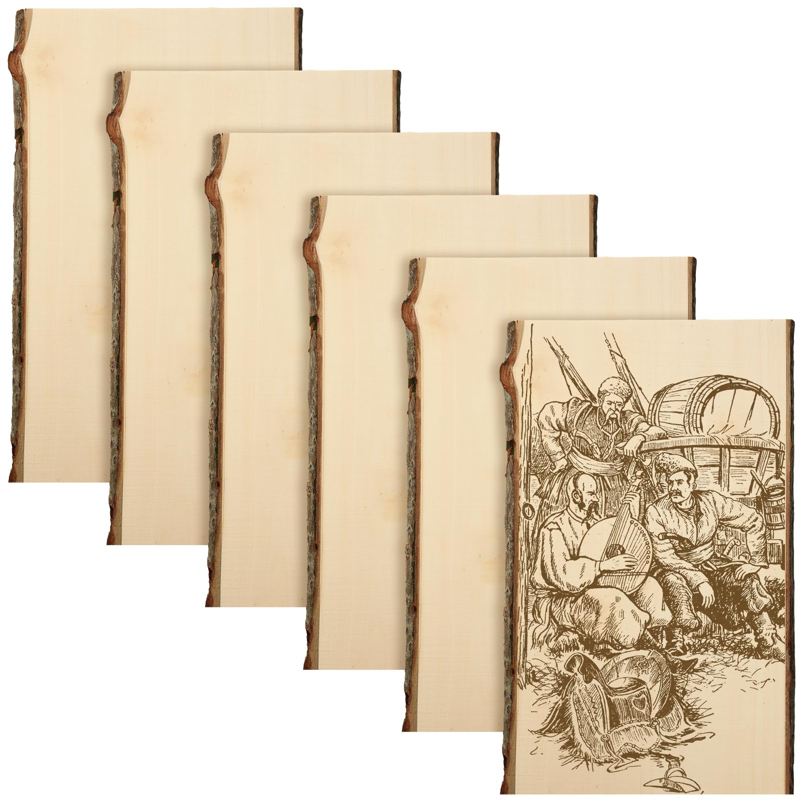 Briwooody 6 Pack Live Edge Wood Slab Unfinished Wood Boards,13 x 9-11 Inch