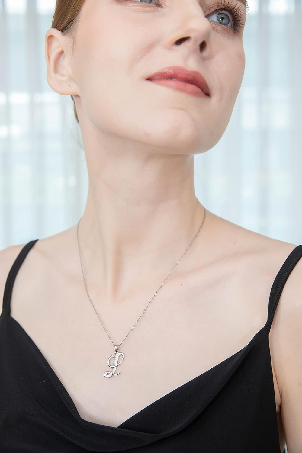 B. BRILLIANT Initial Necklaces for Women Sterling Silver Personalized Alphabet Letter Name Script Pendant Necklace for Women, A-Z - Image 6