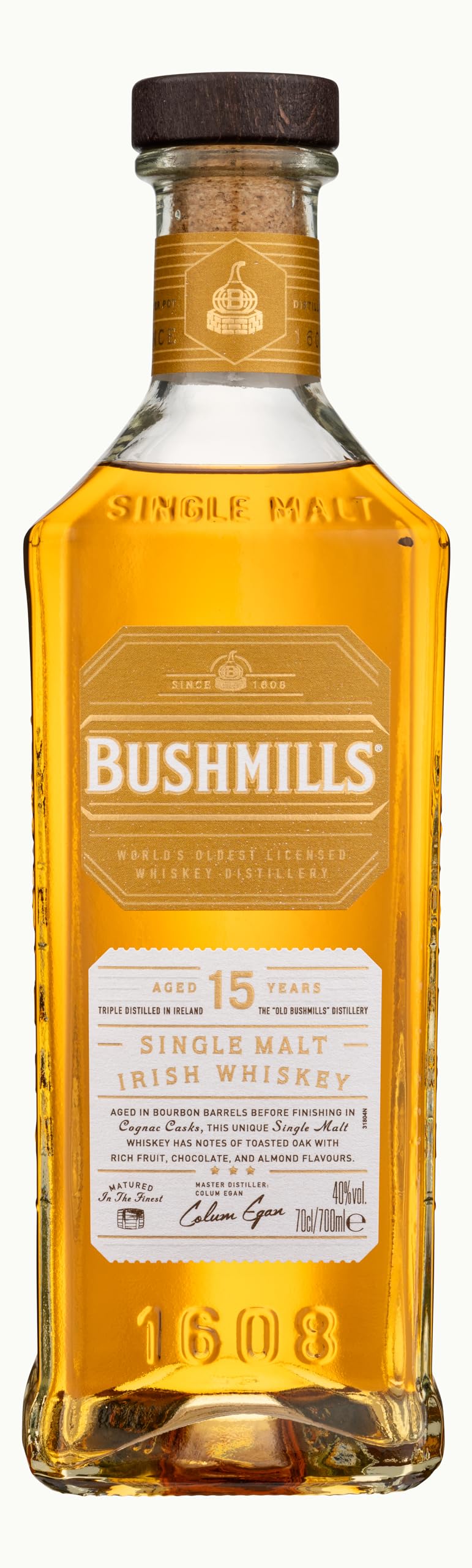 Single Malt Irish Whiskey 15 Year Old 70cl | Bourbon Barrel Aged | Cognac Cask Finished