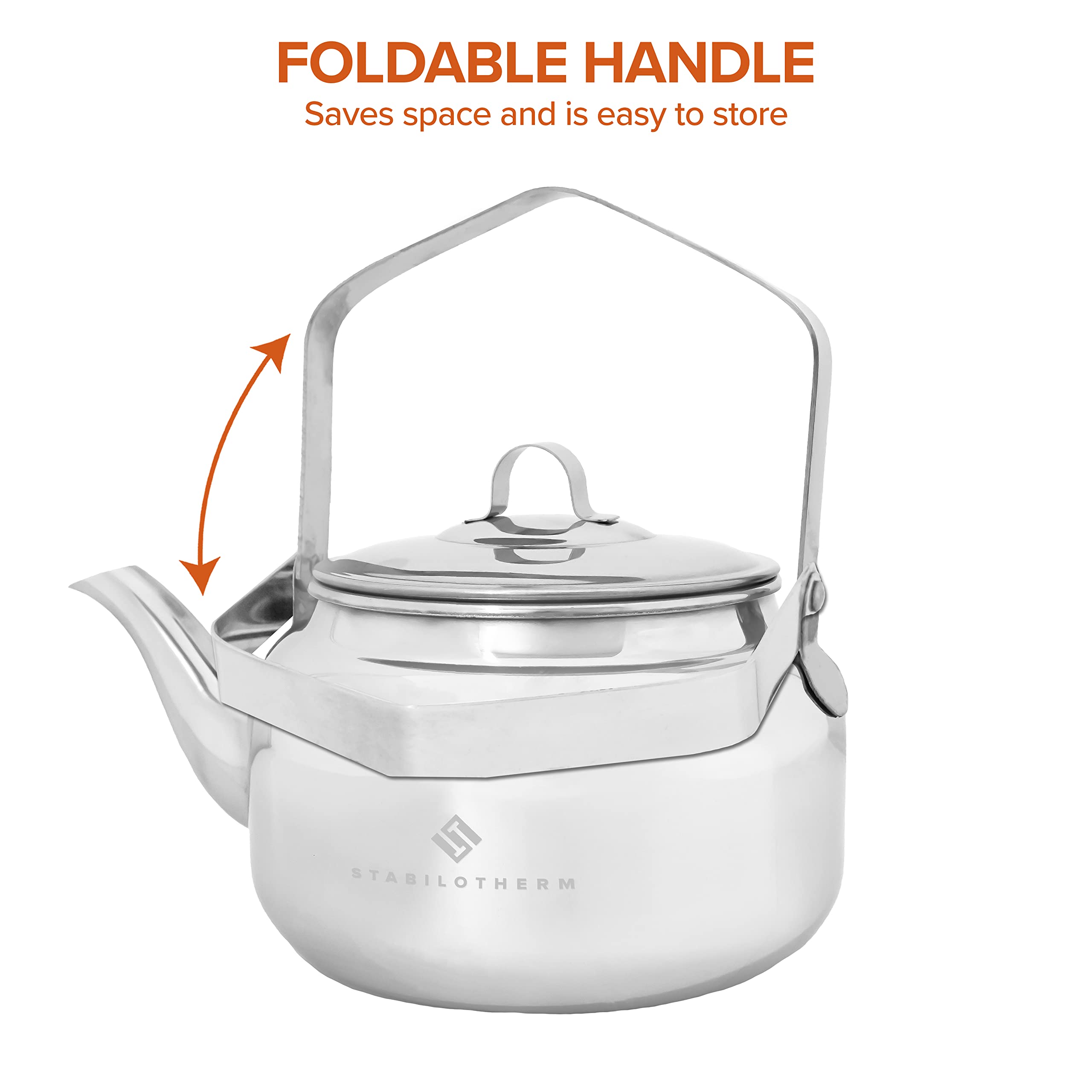 STABILOTHERM Edelstahl Outdoor-Kaffeekessel 1 Liter I ideal für Lagerfeuer & Grill – Teekessel Wasserkessel Teekanne Wasserkanne Kochgeschirr – ideal für Outdoor Camping Wandern Reisen Picknick