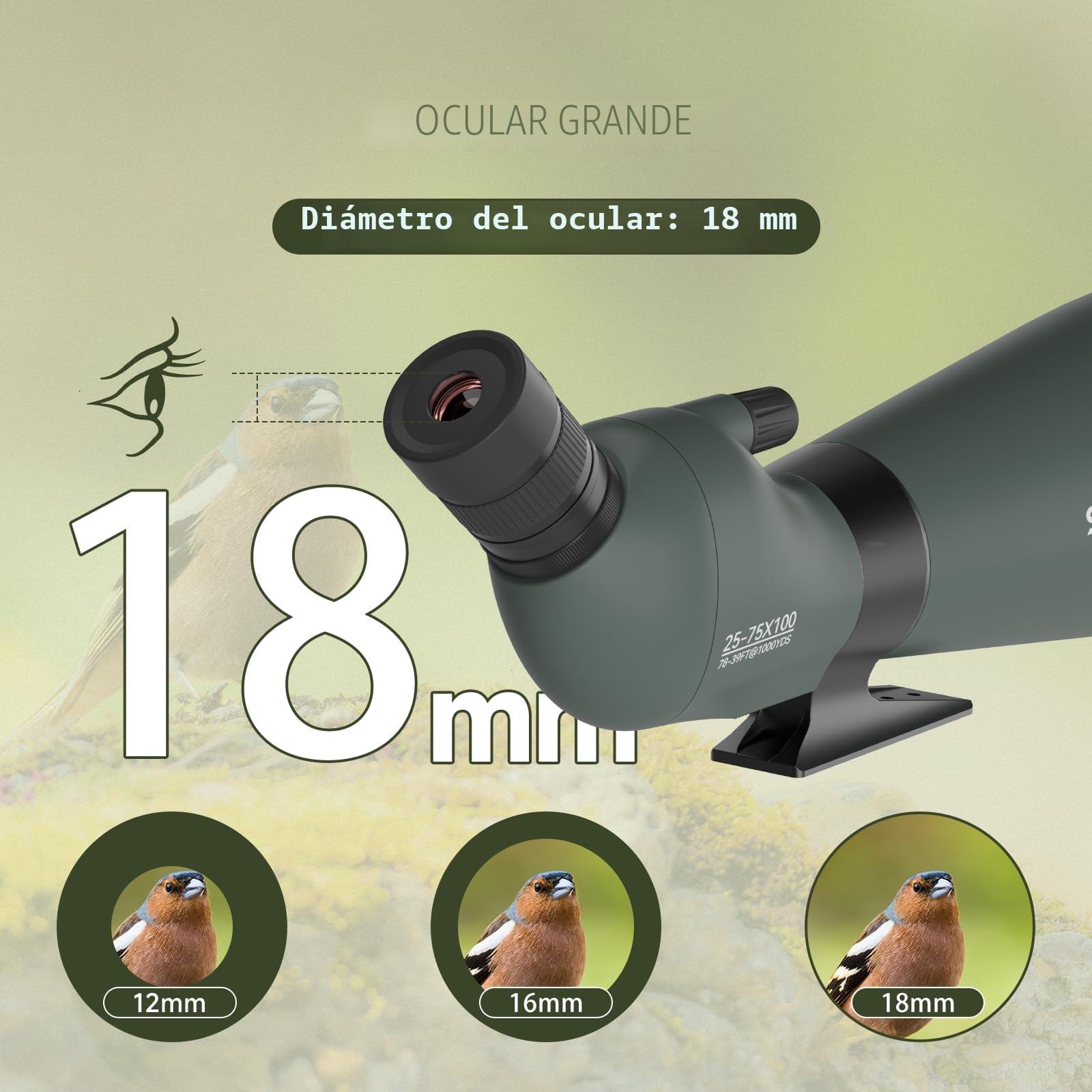 Svbony SV28 25-75x100mm Telescopio Terrestre con Trípode, Gran Campo de Visión Imágenes Claras y Brillantes, HD Bak4 FMC Telescopio Terrestre con Adaptador, para Tiro al Blanco, Observación de Aves