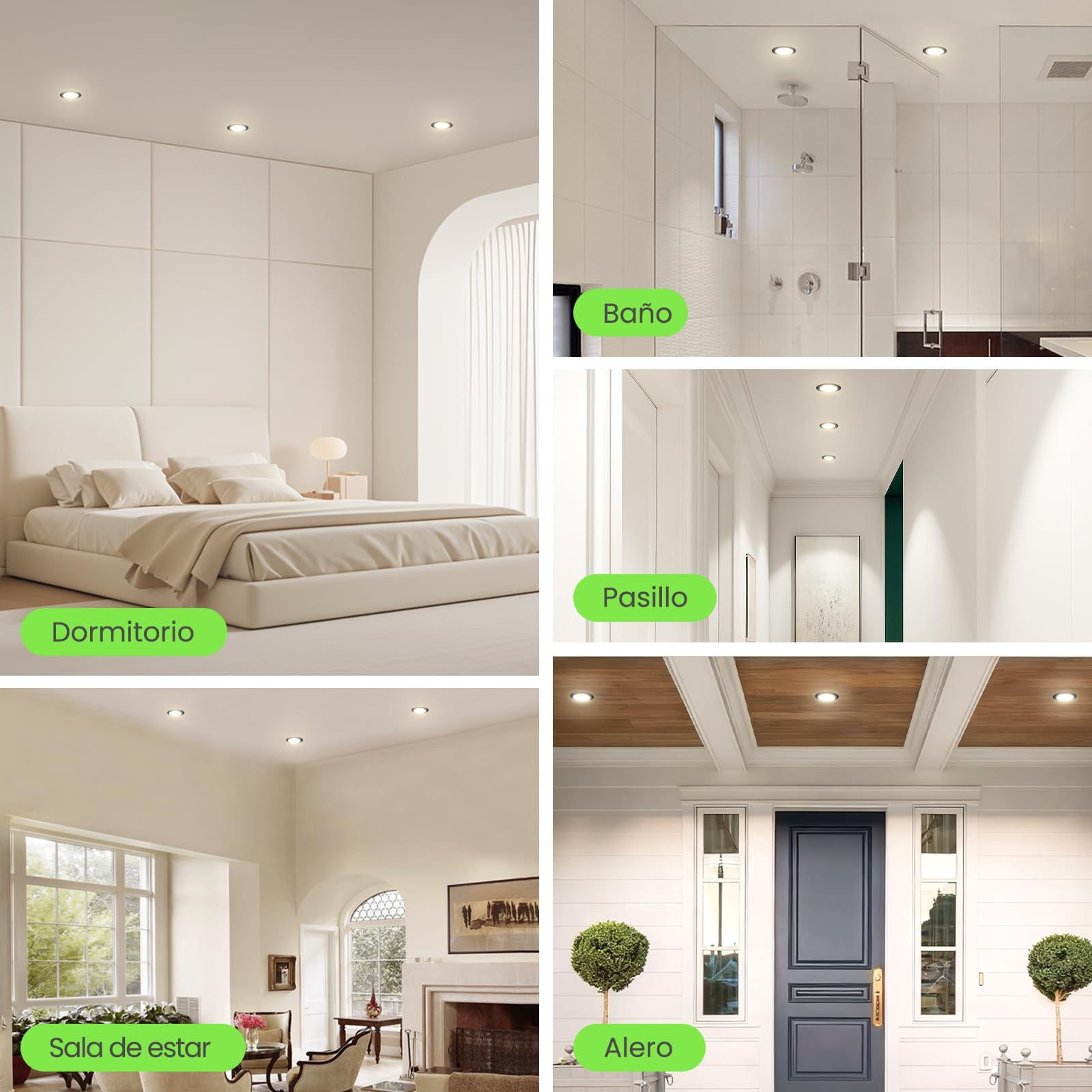 ALUSSO LIGHTING Foco LED empotrable regulable, 5 W, 460 lúmenes, foco de cuarto de baño, IP44, 3CCT 3000 K, 4000 K, 6500 K, temperatura de color ajustable, foco para cuarto de baño, sala de estar