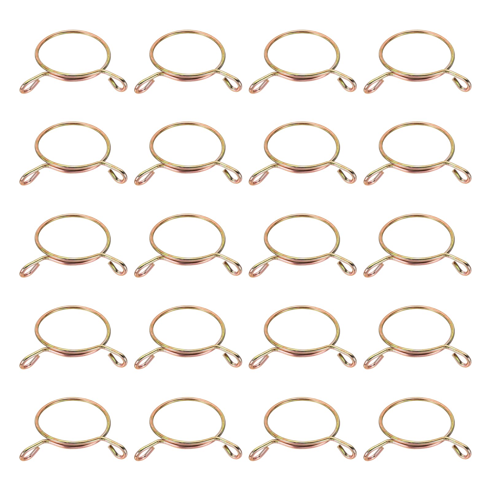 sourcing map Fuel Line Hose Clips 20Pcs 50mm ID 57mm Clamp Dia. 65Mn Tubing Spring Clips Clamps Assortment for Air Hose Tube Water Pipe Motorcycle Scooter ATV, Gold โ image 1