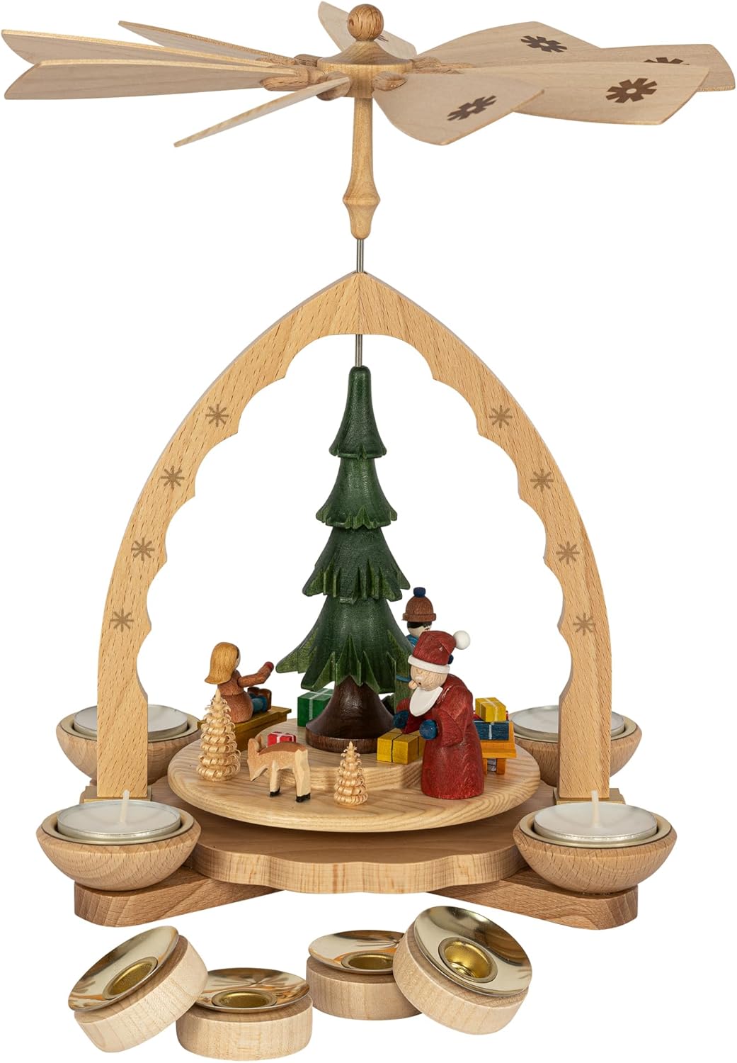 Richard Glaesser Pyramid Christmas Forest Colourful for Tea Light and Candles from Seiffen in the Ore Mountains