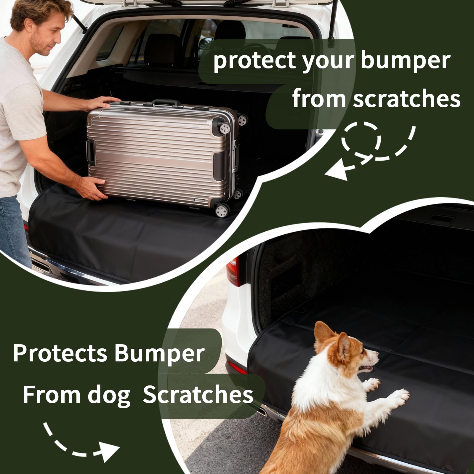 Large 38"x25" Rear Bumper Guard for Cars, Foldable Trunk Mat Protector - Universal Scratch Protection for SUV, Truck, Van During Loading and Unloading & Dog Entry