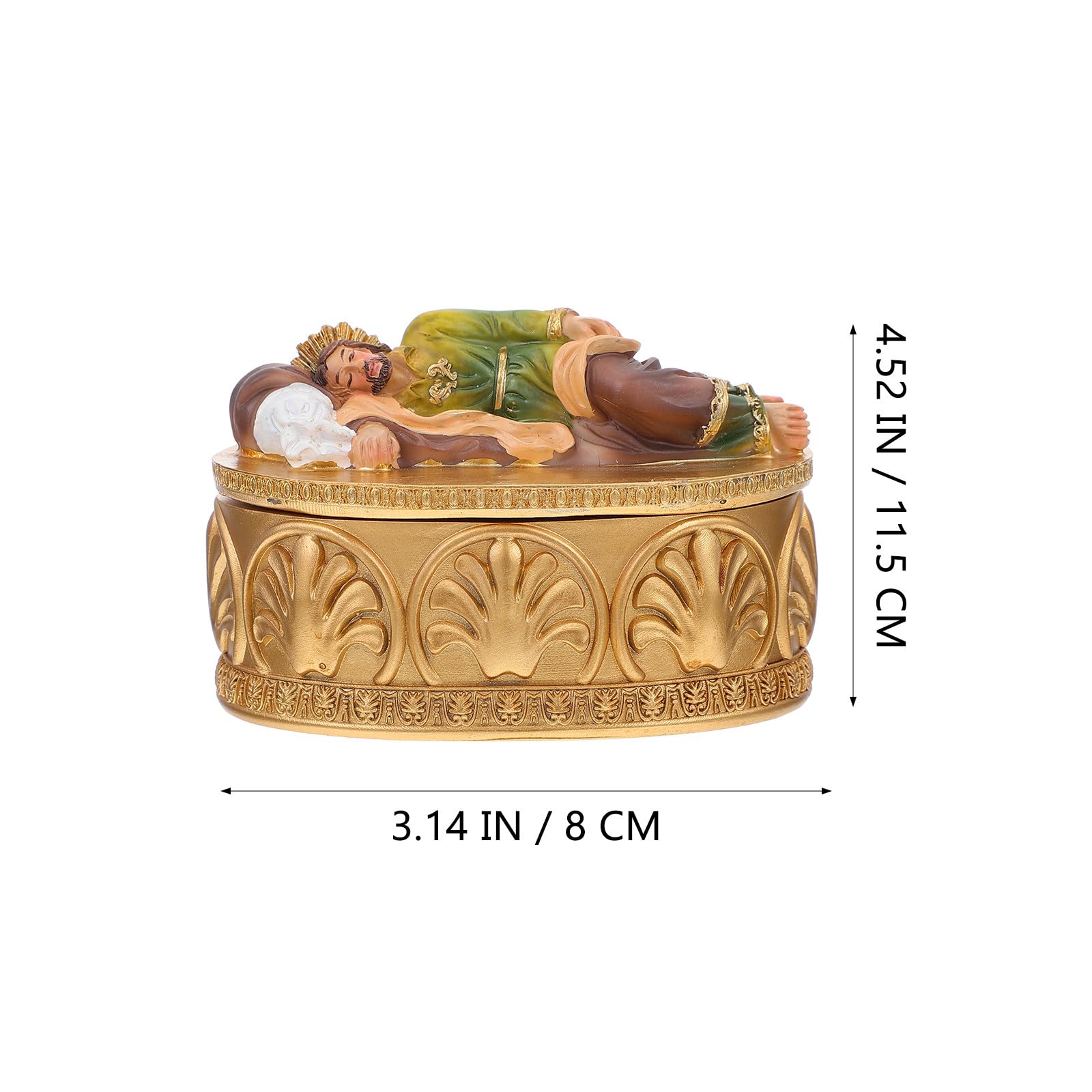 VICASKY Scatola per Gioielli in Resina Dorata Design Creativo a Forma di Statua Religiosa, Decorazione da Tavolo Elegante e Porta Piccoli Gioielli Raffinato
