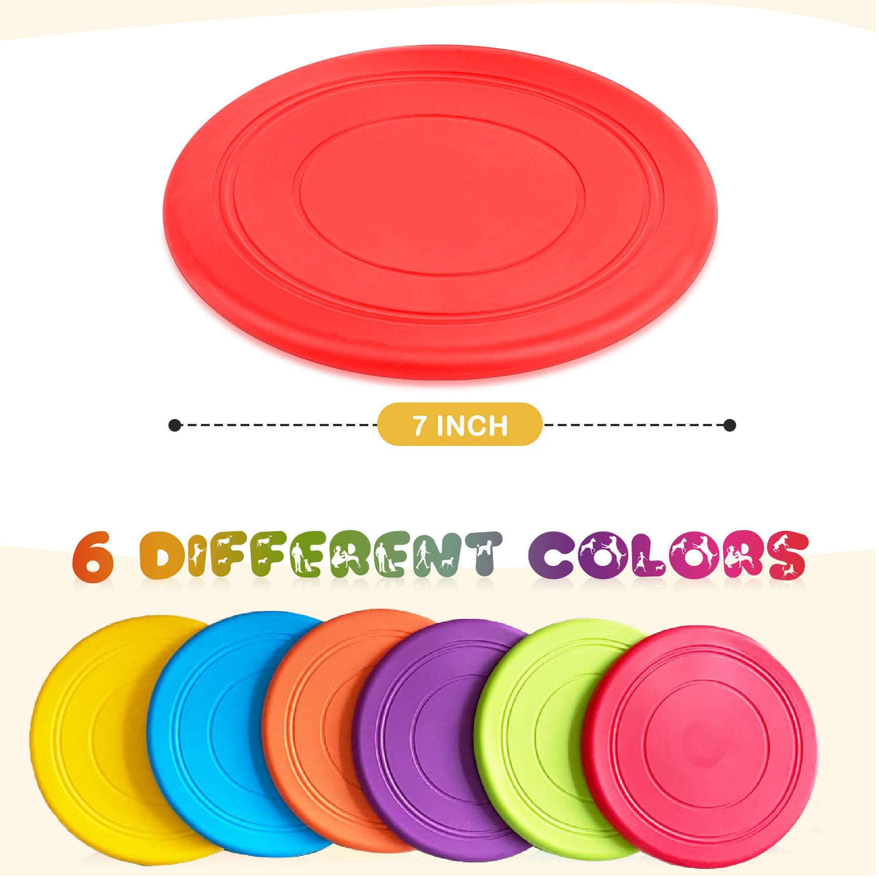 Lot de 6 frisbee doux en silicone de 17,8 cm pour enfants, chien, jardin, pelouse, jouets de pause, éducation précoce, jeux de sport, cadeaux de fête, 6 couleurs