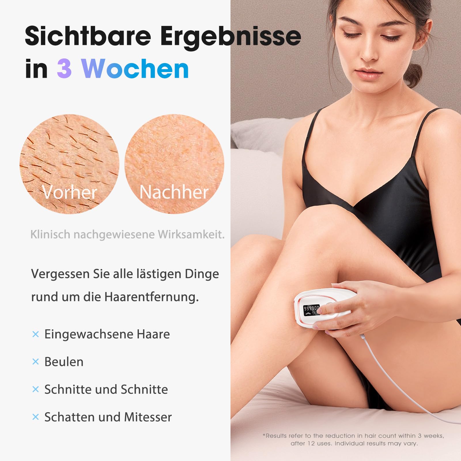 Haarlosy IPL Geräte Haarentfernung Laser mit Kühlfunktion 5℃-10℃ | 5 Energiestufen 999,900 Lichtimpulse Schmerzfreie IPL Haarentfernungsgerät für Frauen Männer Gesicht, Achseln, Beine, Körper