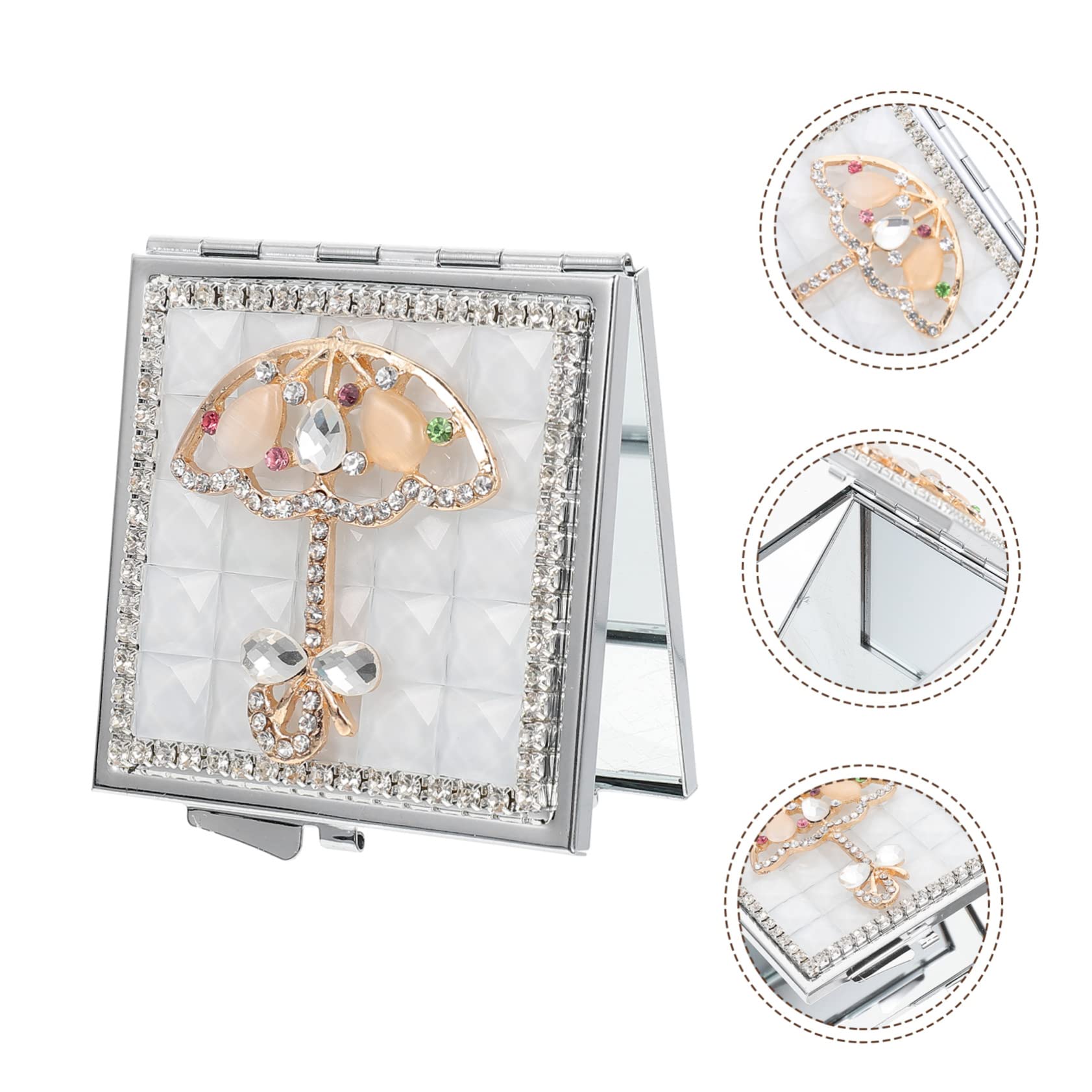 minkissy 3 Piezas Espejo Portátil De De Imitación Espejo Compacto De Doble Cara Compacto Personalizado Plegable Cartera Pequeña Metal De Belleza Viajar