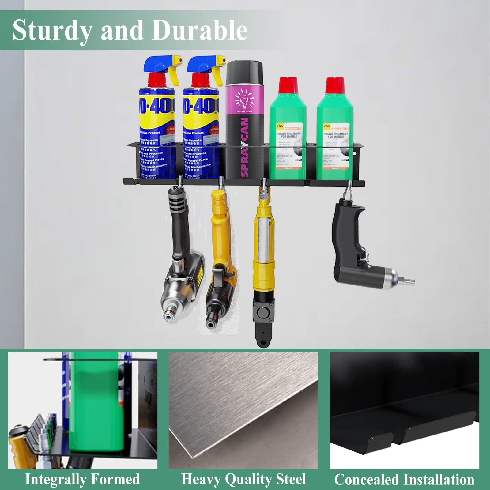 Porta Bombolette Spray, 2 Pezzi Portabottiglie Spray da Parete, Supporto per Bombolette Spray da Parete Porta Bombole Rack per Garage, Negozio