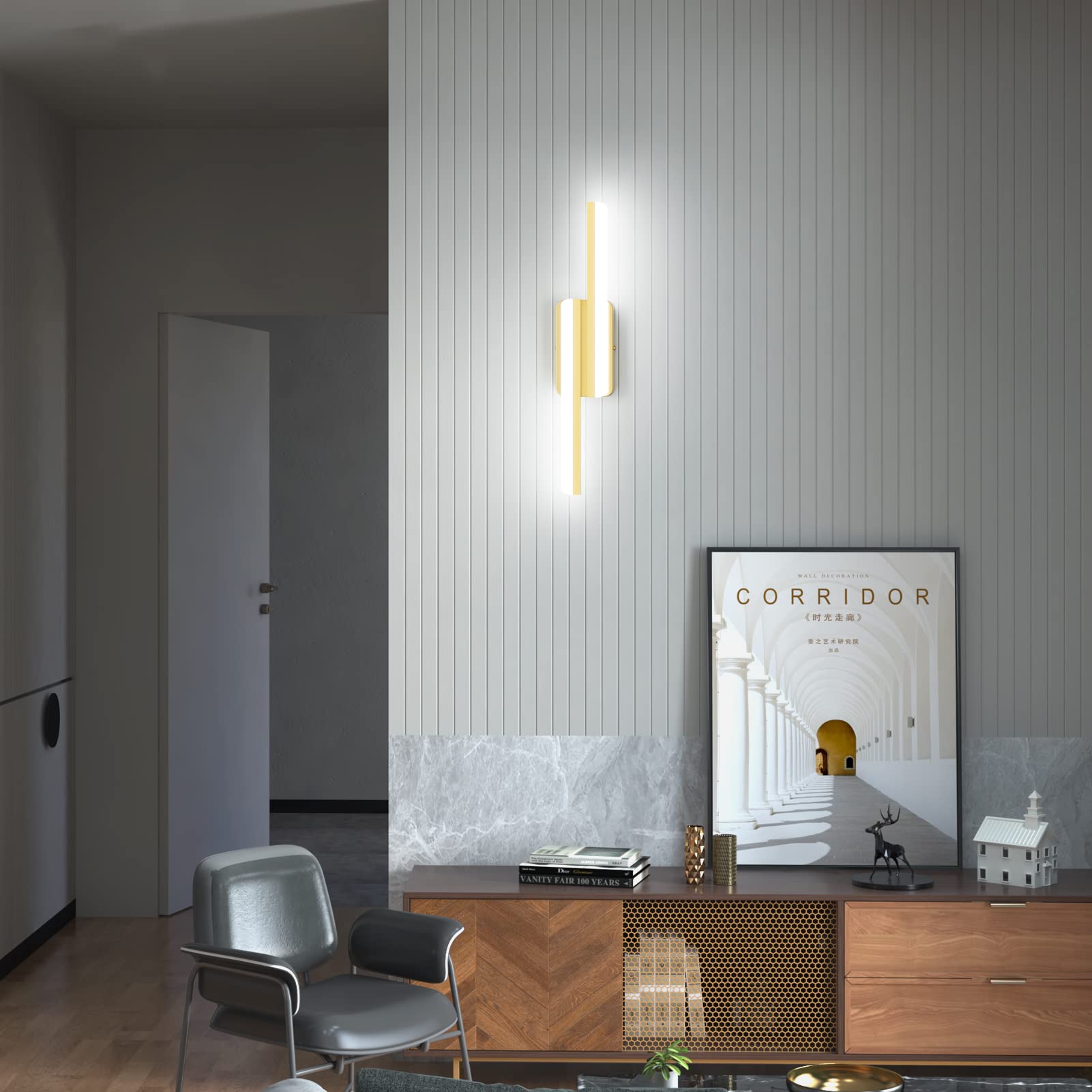 Bathroom Light Bar Joossnwell 24 Inch Gold LED Vanity Light - Dimmable Ing 16W 3000K Warm White Bathroom Mirror Light - View #4