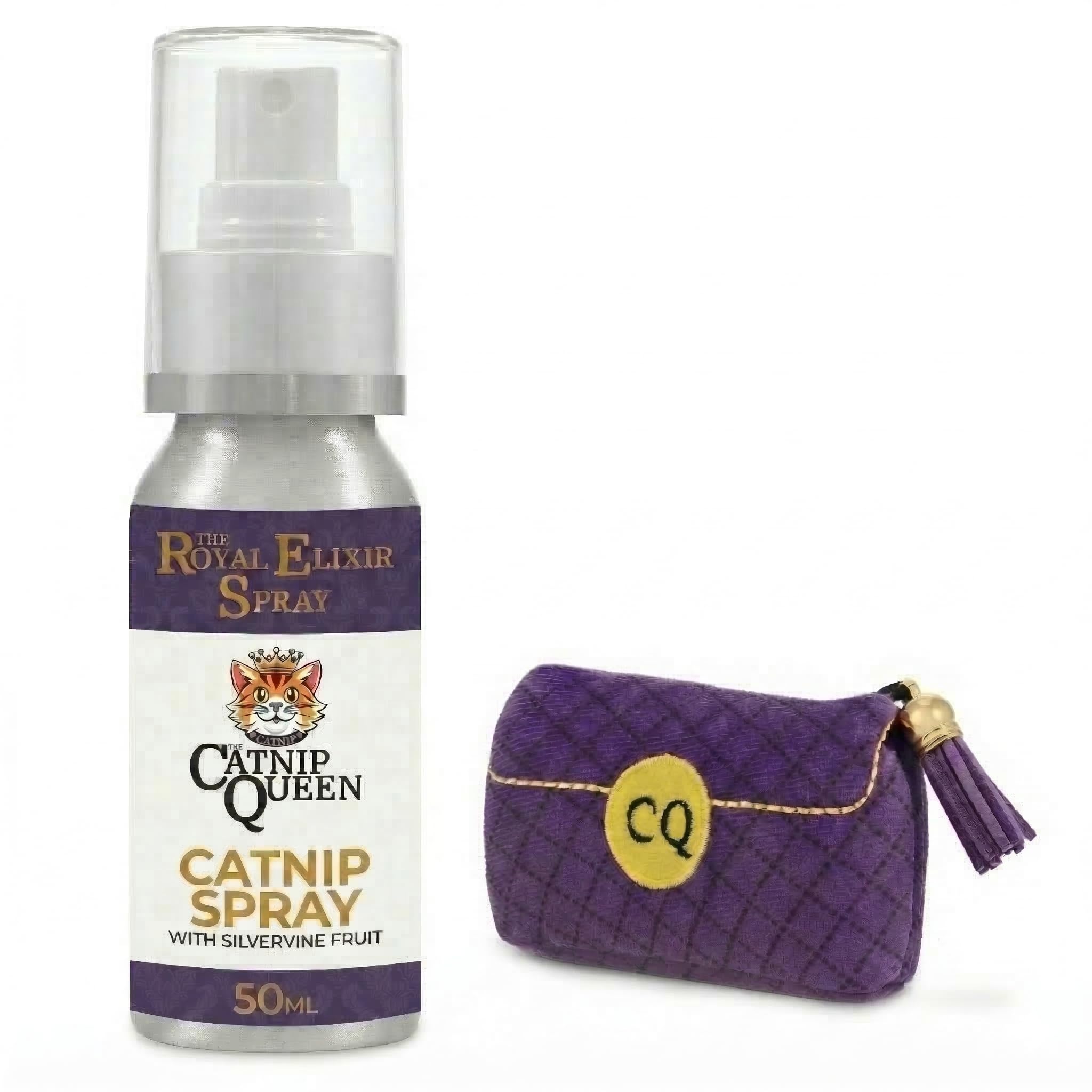 The Catnip Queen Catnip Spray for Cats UK - Extra Strong Cat nip Spray for Cats - Reuse Catnip Toys with an Organic Catnip & Silvervine Spritz - 50ml (Duo, B)