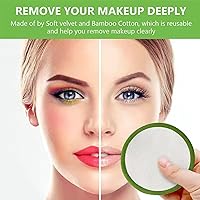 Vista 3 de ISA'S World - Almohadillas de algodón de bambú reutilizables para eliminar el maquillaje (paquete de 20) incluye bolsa de lavandería de algodón