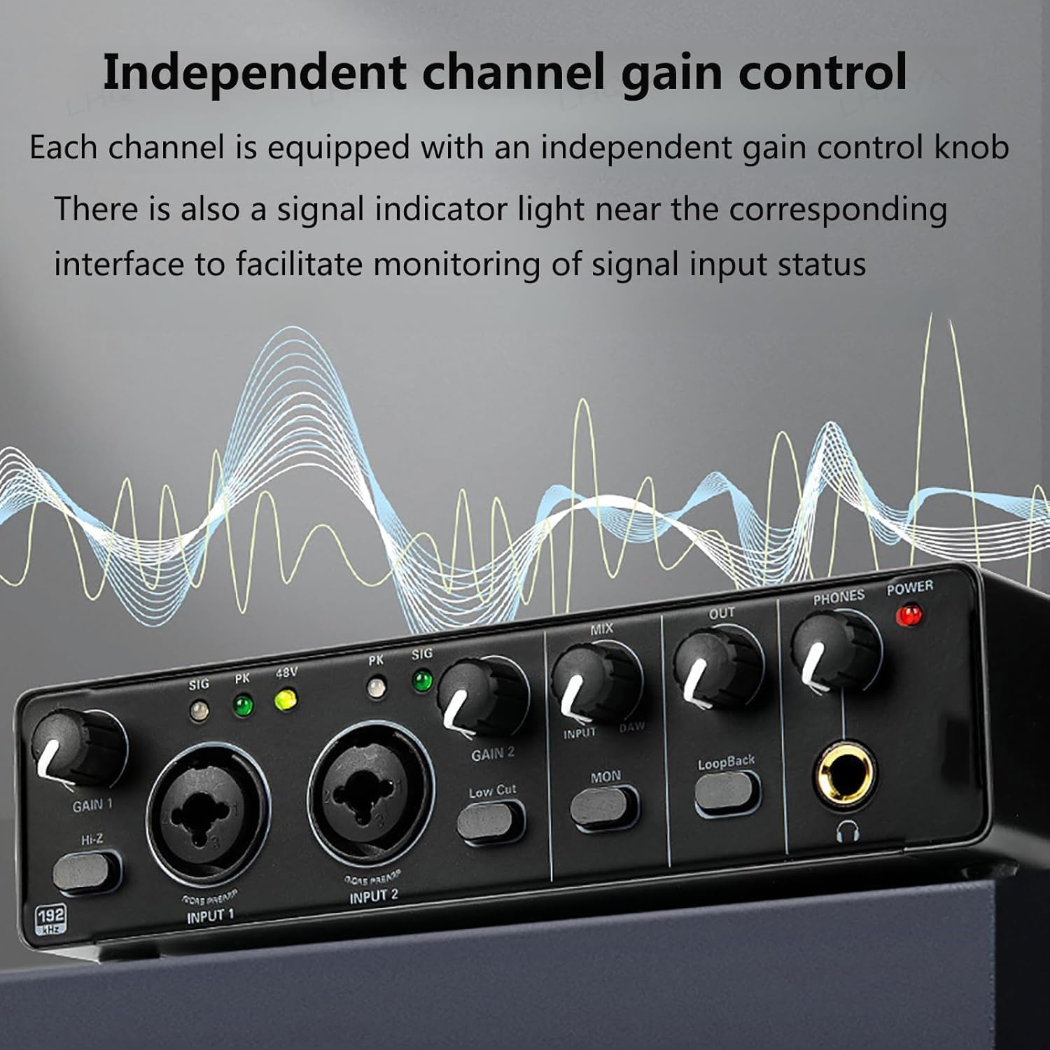 Interfaz de audio de 24 bits, 192 kHz, preamplificador de micrófono con tarjeta de sonido integrada para grabación y transmisión en vivo