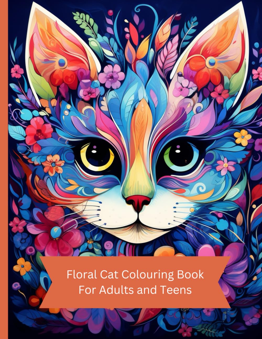 Floral Cat Colouring Book For Adults and Teens: Relaxing, mindful book.