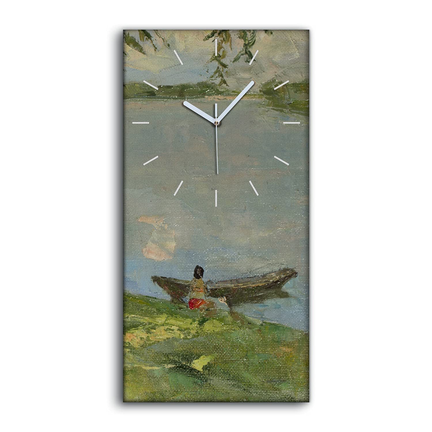Horloge sur toile silencieuse pour chambre sans bruit mains blanches 30x60