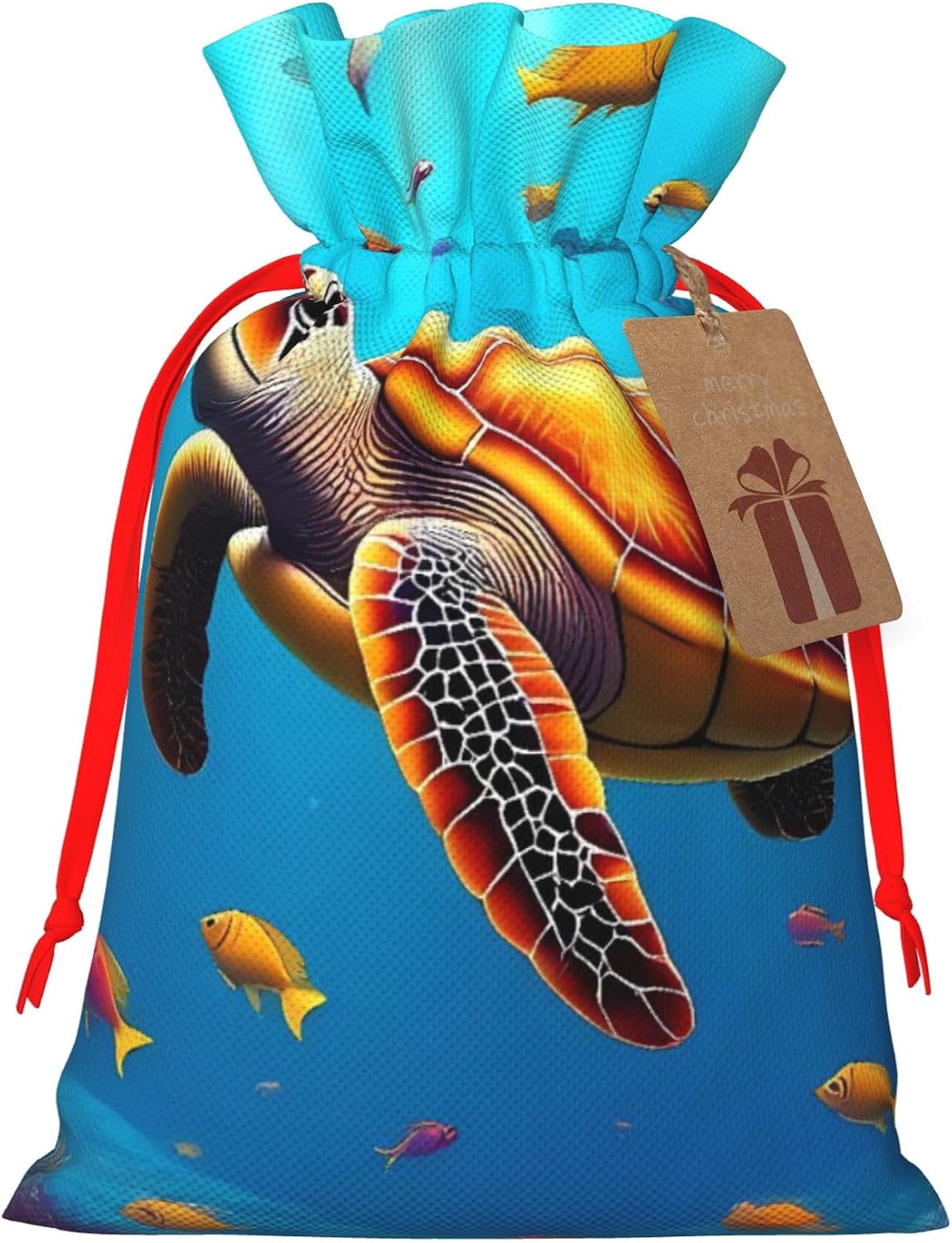 Hekroxu Gift Bag Reusable Wrapping Bag For Holiday Party,Colorful Underwater Sea Turtle
