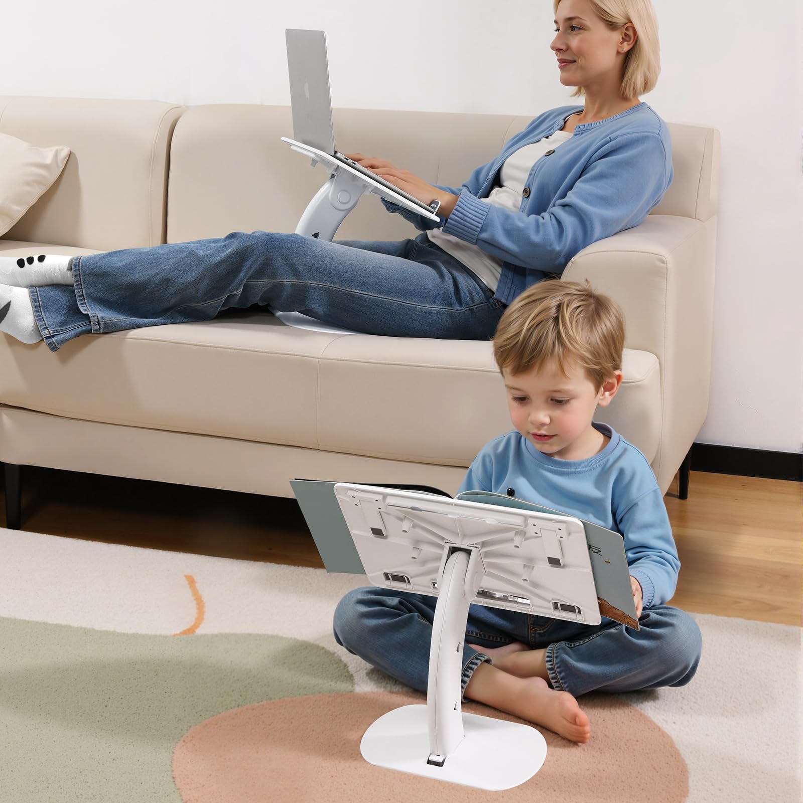 Portable Lap Desk,Kids Book Reading Stand for Bed,Car,Sofa,Floor,Adjustable Laptop Bed Table Tray for Working,Reading,Writing,Dining