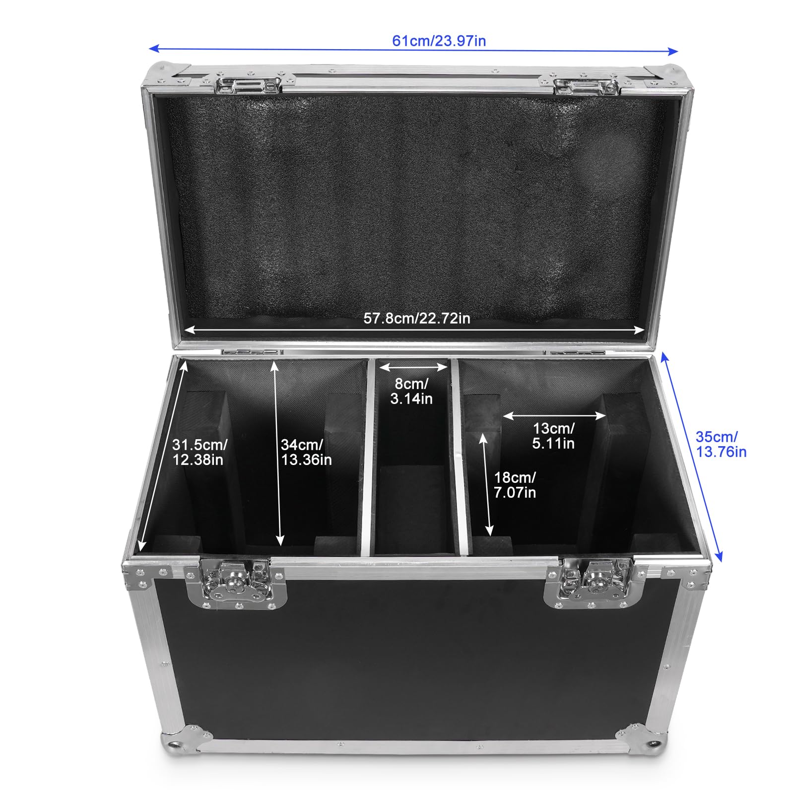 Flightcase mit Rollen 2 IN 1 Fly Case Für 19x15W Moving Head Wash LED Licht, Schwarz