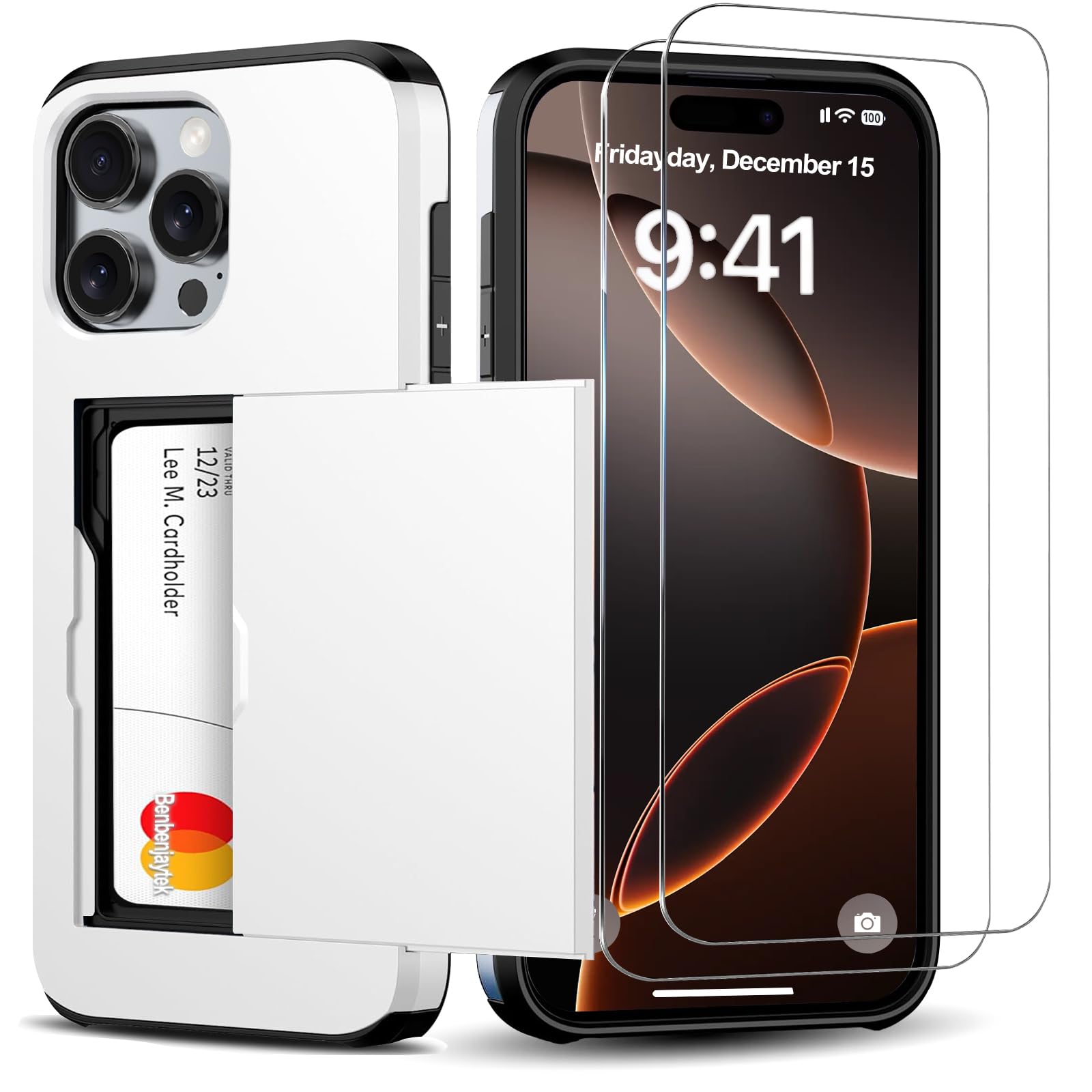 Photo 1 of Benbenjaytek for iPhone 16 Pro Wallet Case with Card Holder (White)