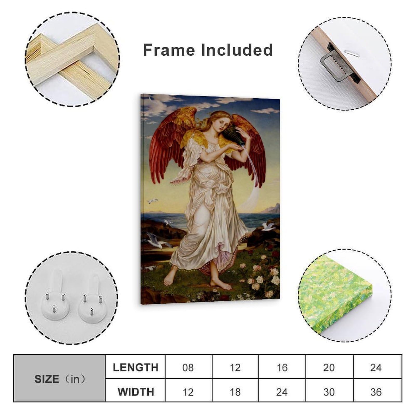 Angel Painting by Evelyn De Morgan Póster Moderno Cuadro Decorativo Cuadro Lienzo Cuadro Cuadro Cuadro para Salón Dormitorio Moderno Mural para Habitación Familiar, Impresiones de 24 x 36 Pulgadas (60