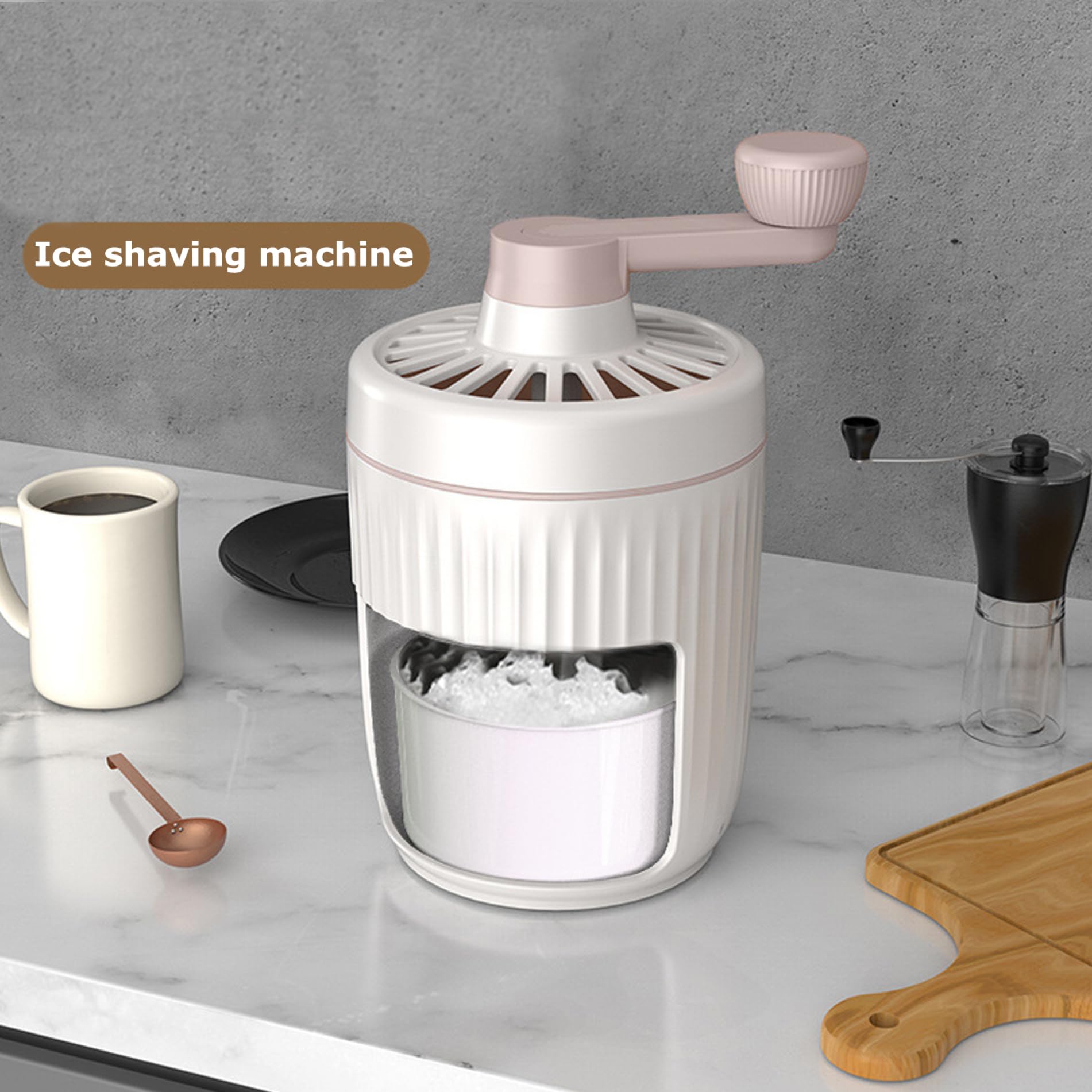 Ice Crusher Machine Manual Crushed Ice Maker Ice Shaver Portable Crushed Ice Maker with Hand Crank Snow Cone Maker with Ice Cube Tray,Style1.