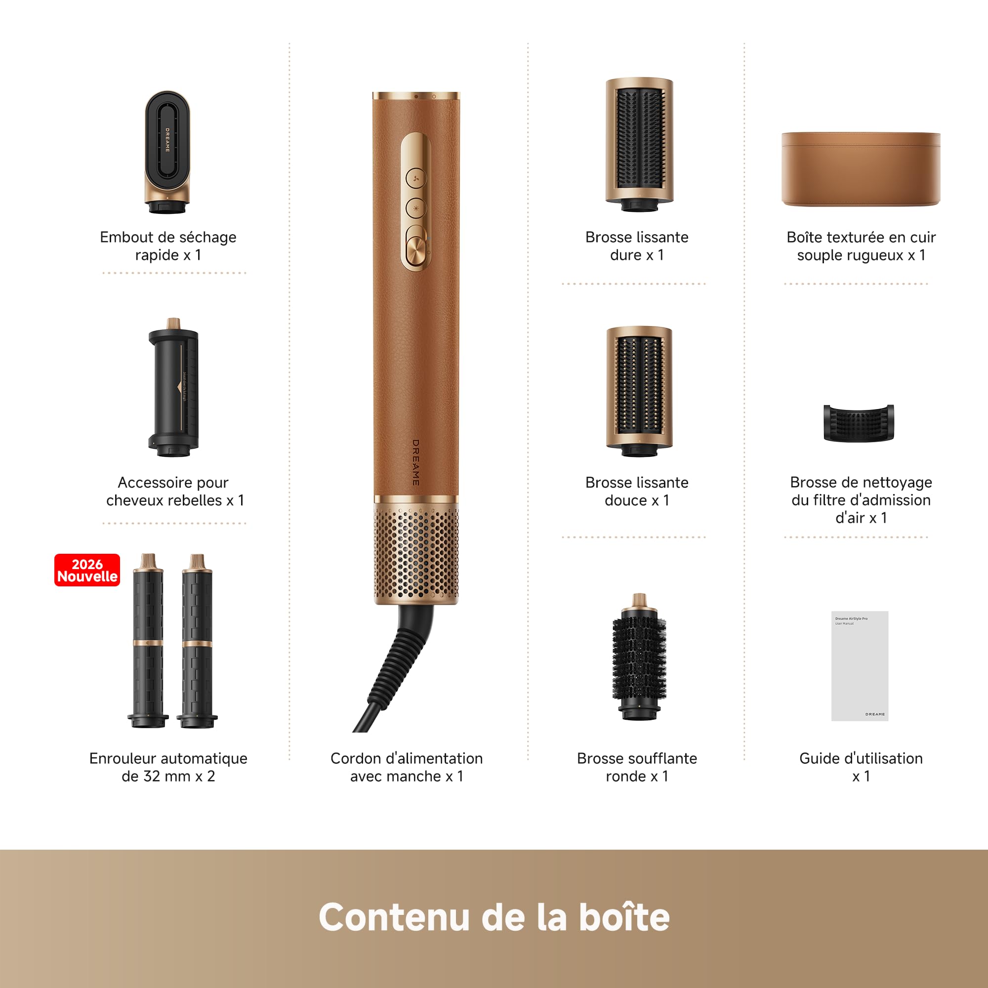 DREAME AirStyle Pro 7 en 1 Appareil de coiffure multifonction séchage rapide 2 cylindres de bouclage brosse lissante réduction des frisottis
