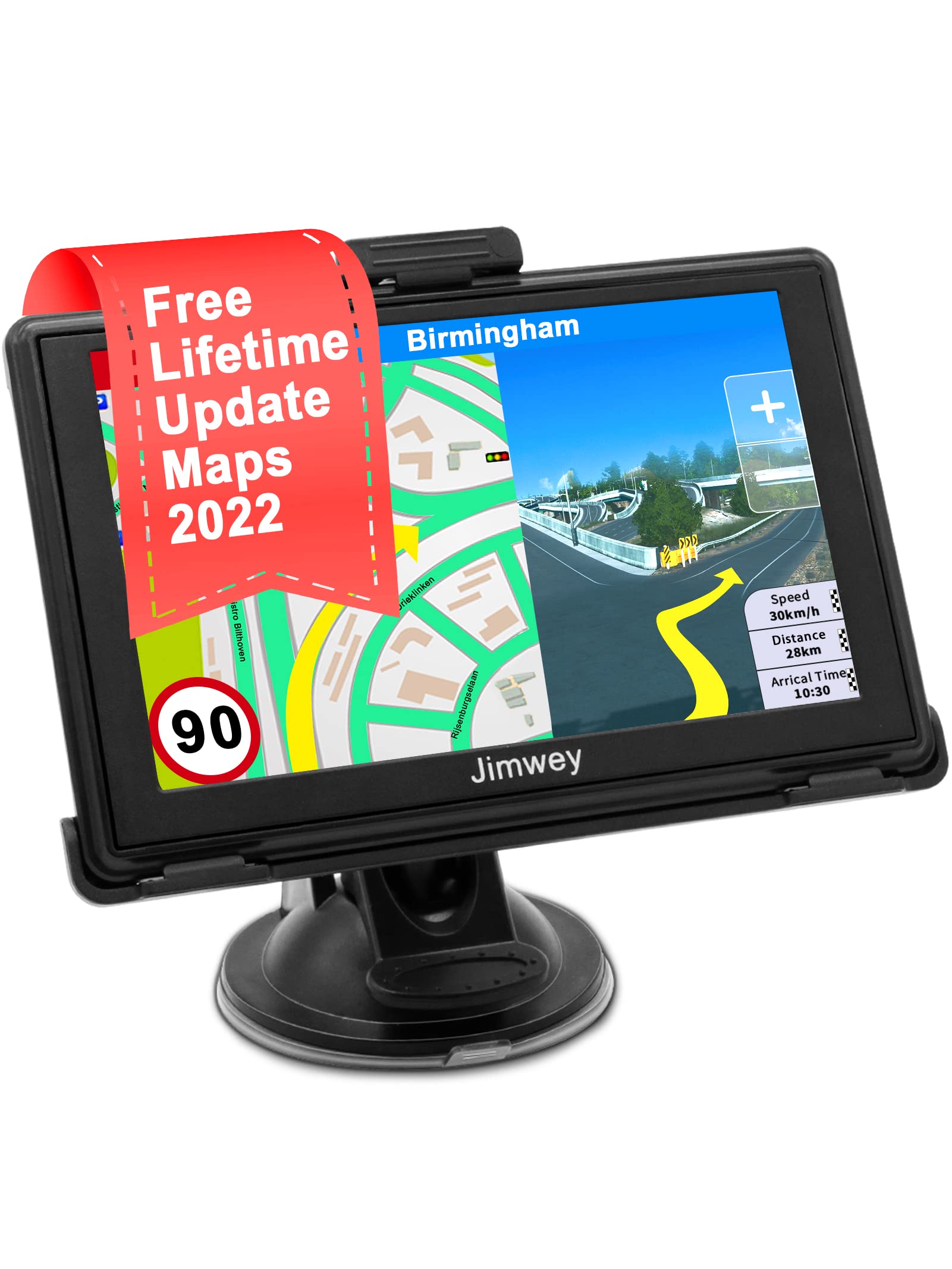 SAT NAV 2022 UK Ireland Europe Map (Lifetime Free Update), Jimwey GPS Navigation for car/trucks/lorry/Motorhome/LGV/HGV, Voice Guidance & Speed Cam Alerts, POI & Postcode Search, Touch Screen, 5 Inch